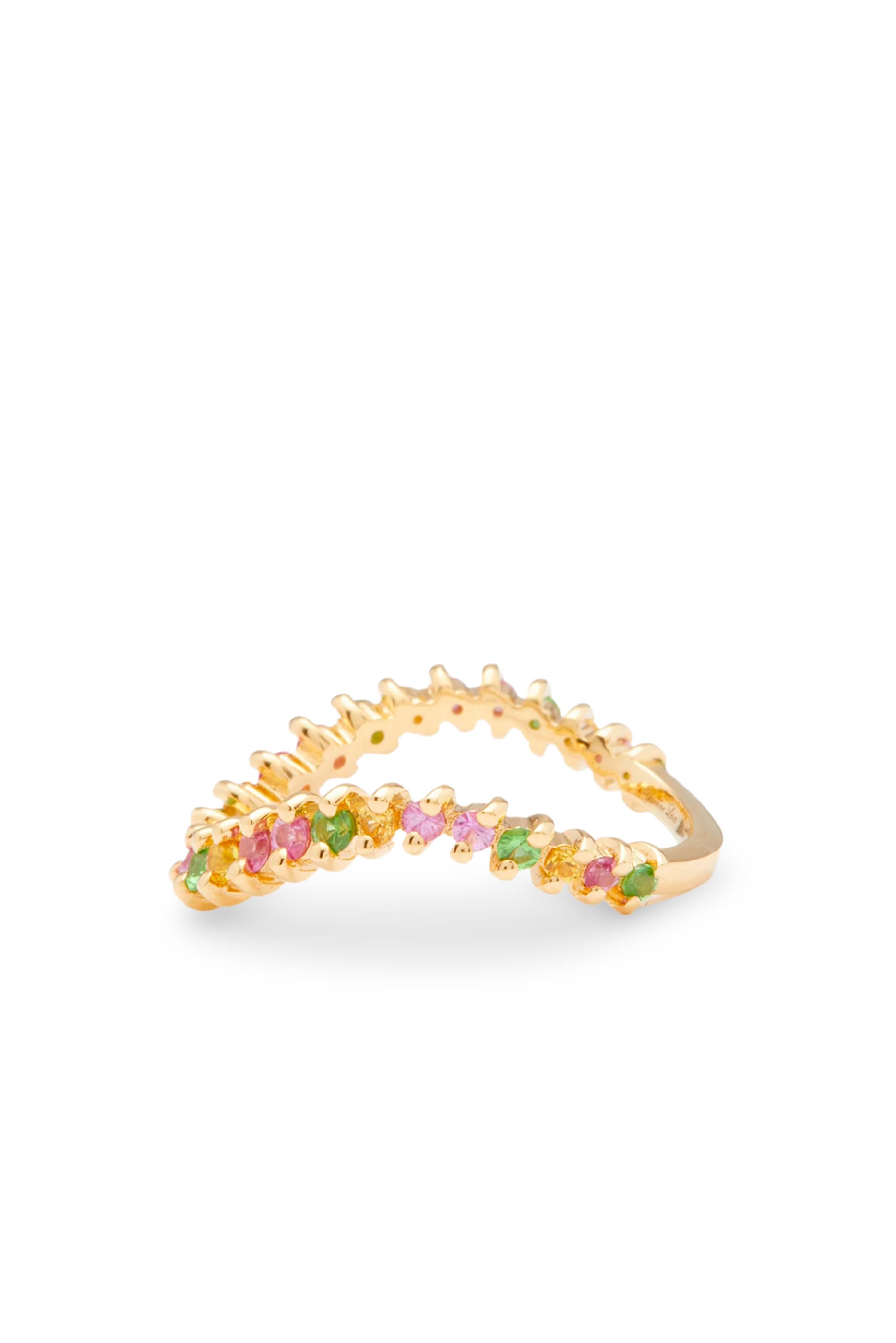 Wave Ring, 18k Yellow Gold with Sapphires & Tsavorites