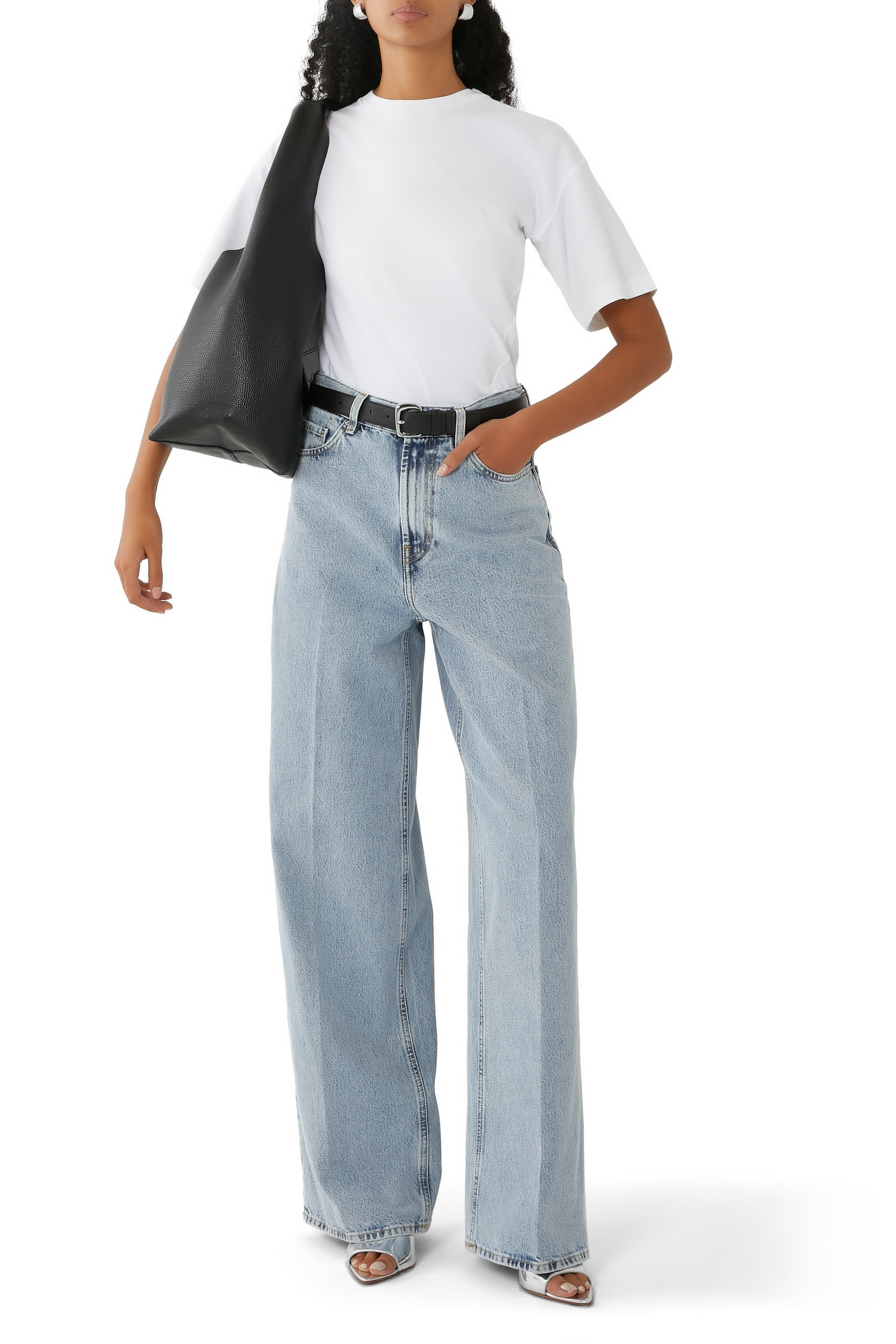 Wide-Leg Denim Pants