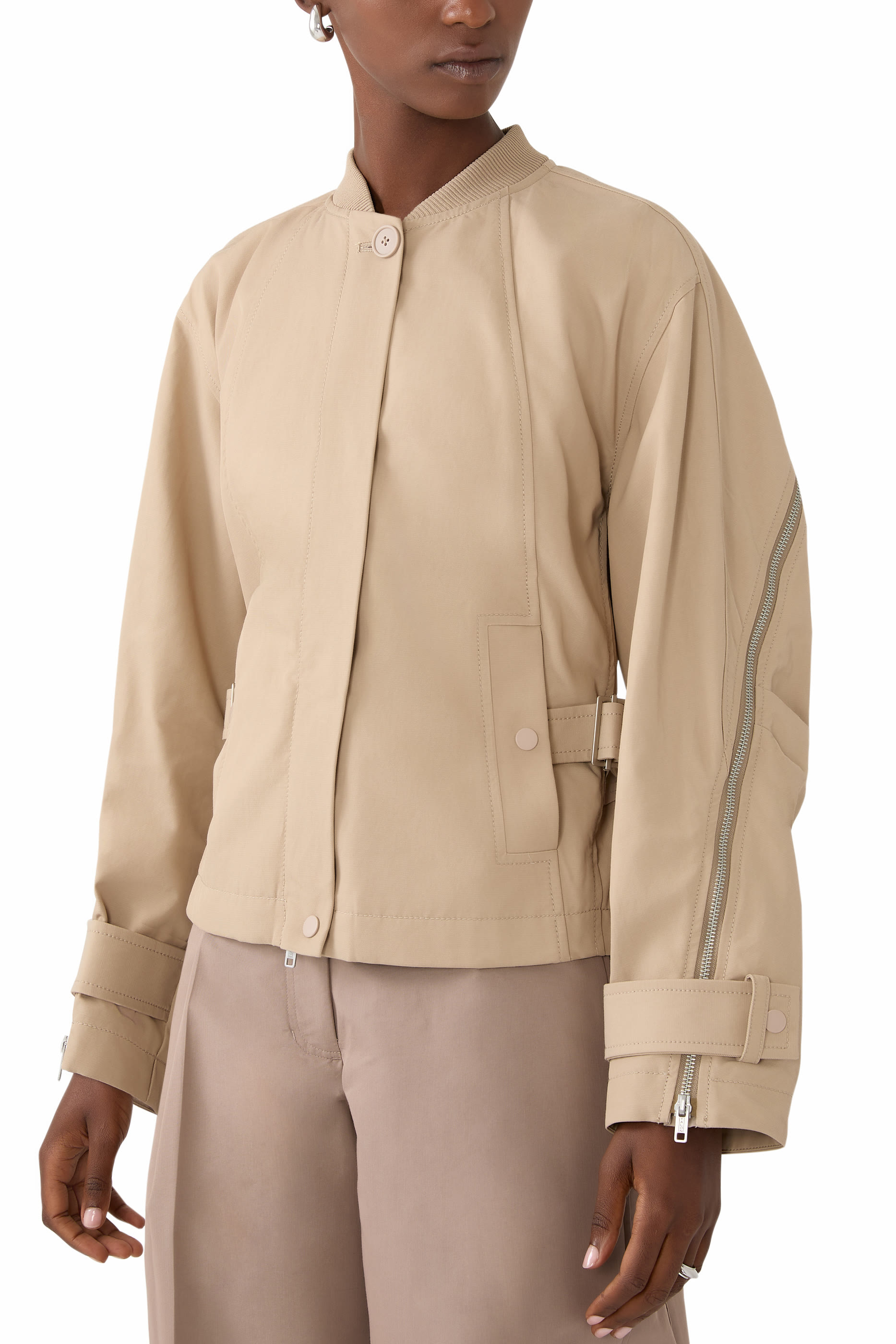 Zip Cocoon Back Bomber Jacket
