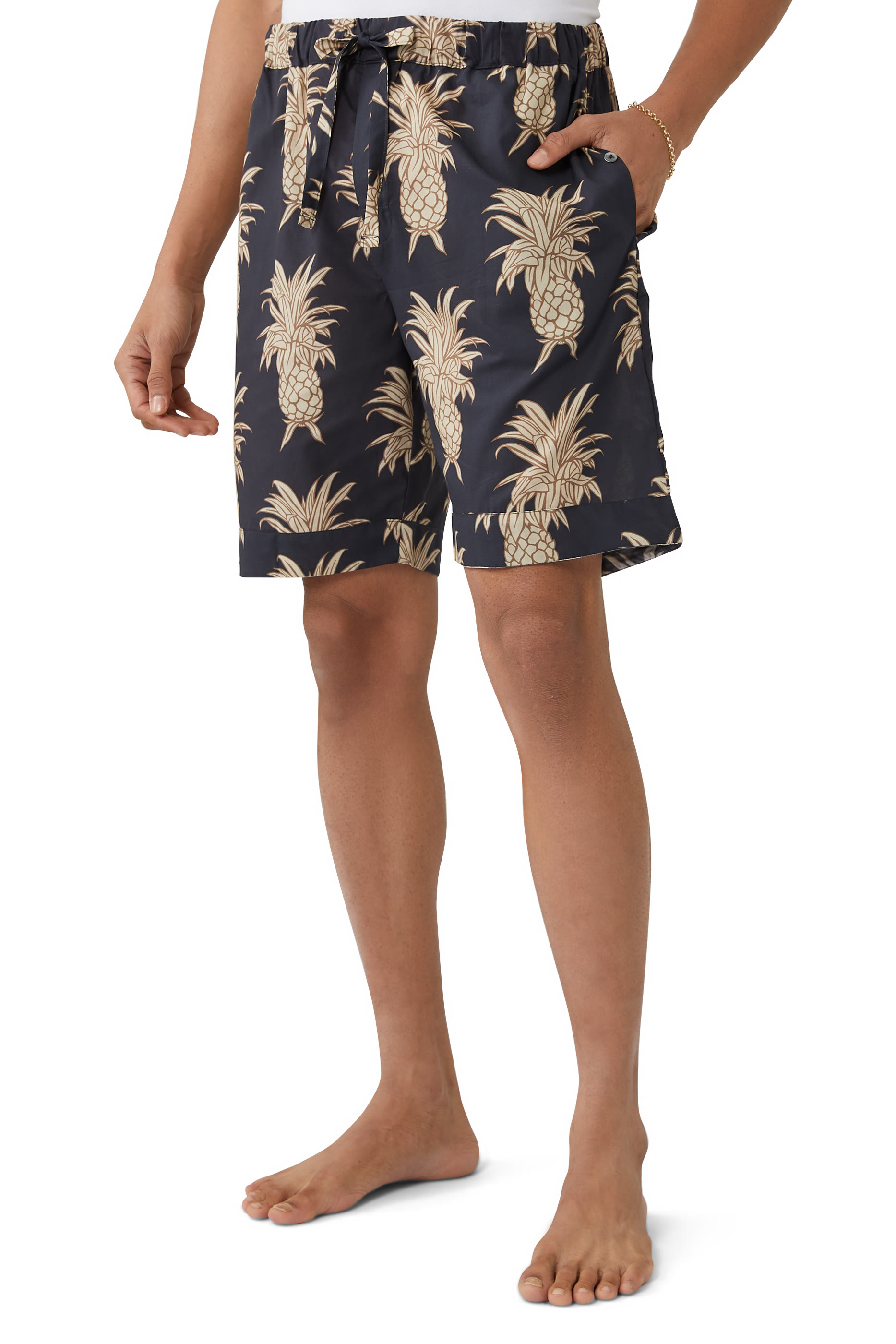 Pineapple Print Pajama Shorts