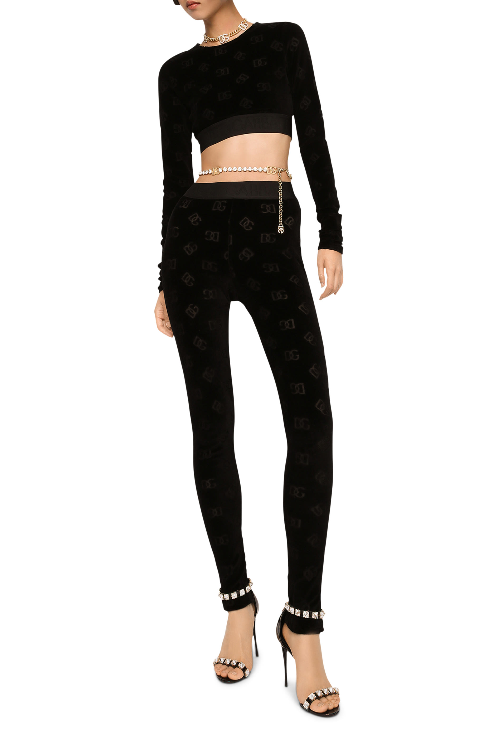 All-Over DG Logo Flocked Jersey Leggings