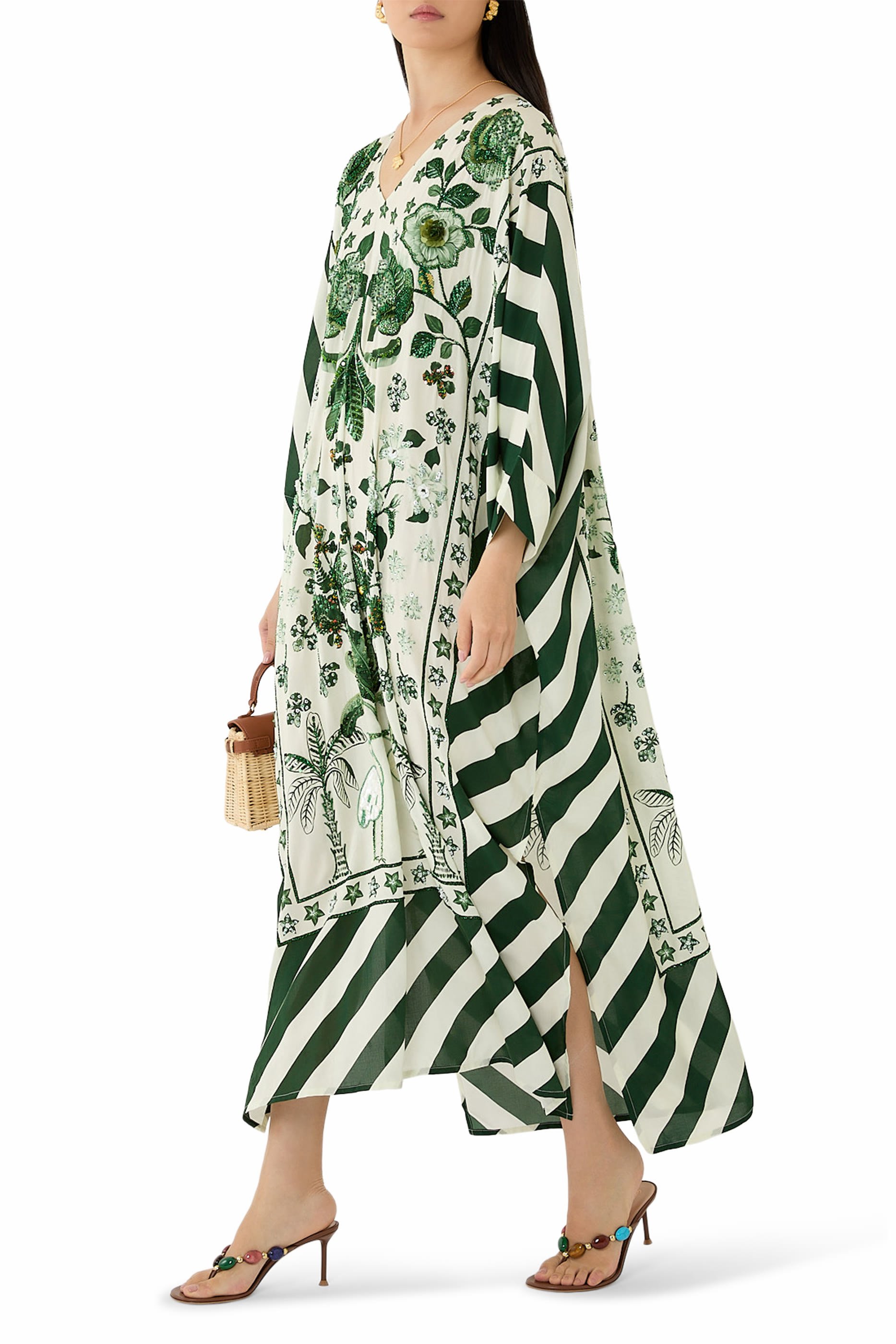  Hand-Beaded Batwing Kaftan