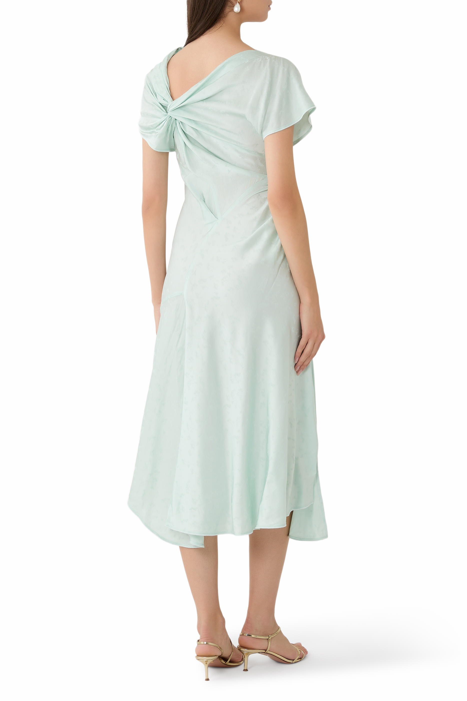 Asymmetric Twist Midi Dress