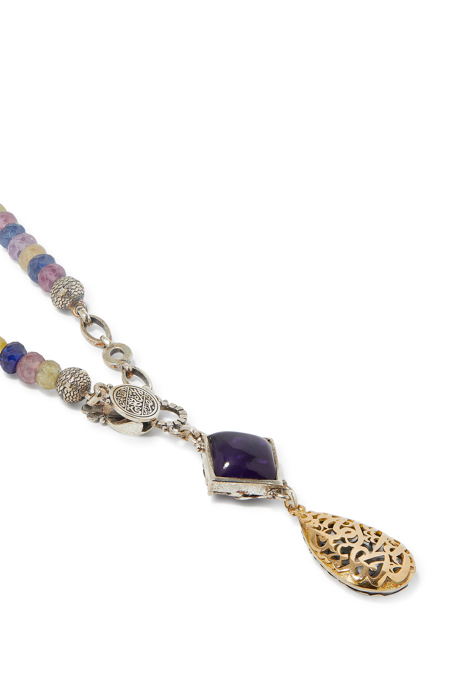 Nur Endearment Mercy Multi-Way Necklace, 18k Yellow Gold, Sterling Silver & Amethyst, Sapphire