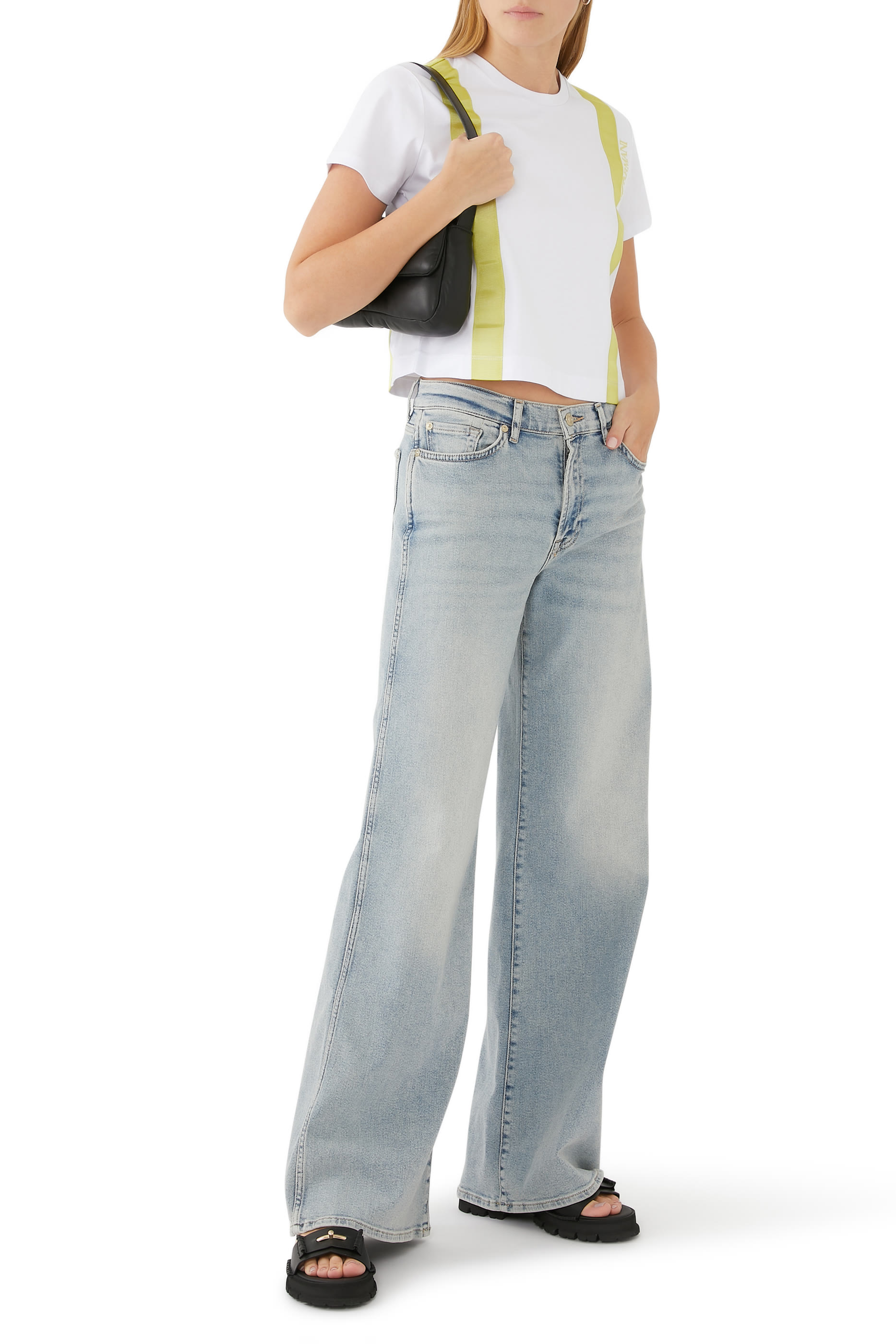 Logo Grosgrain Crop T-Shirt