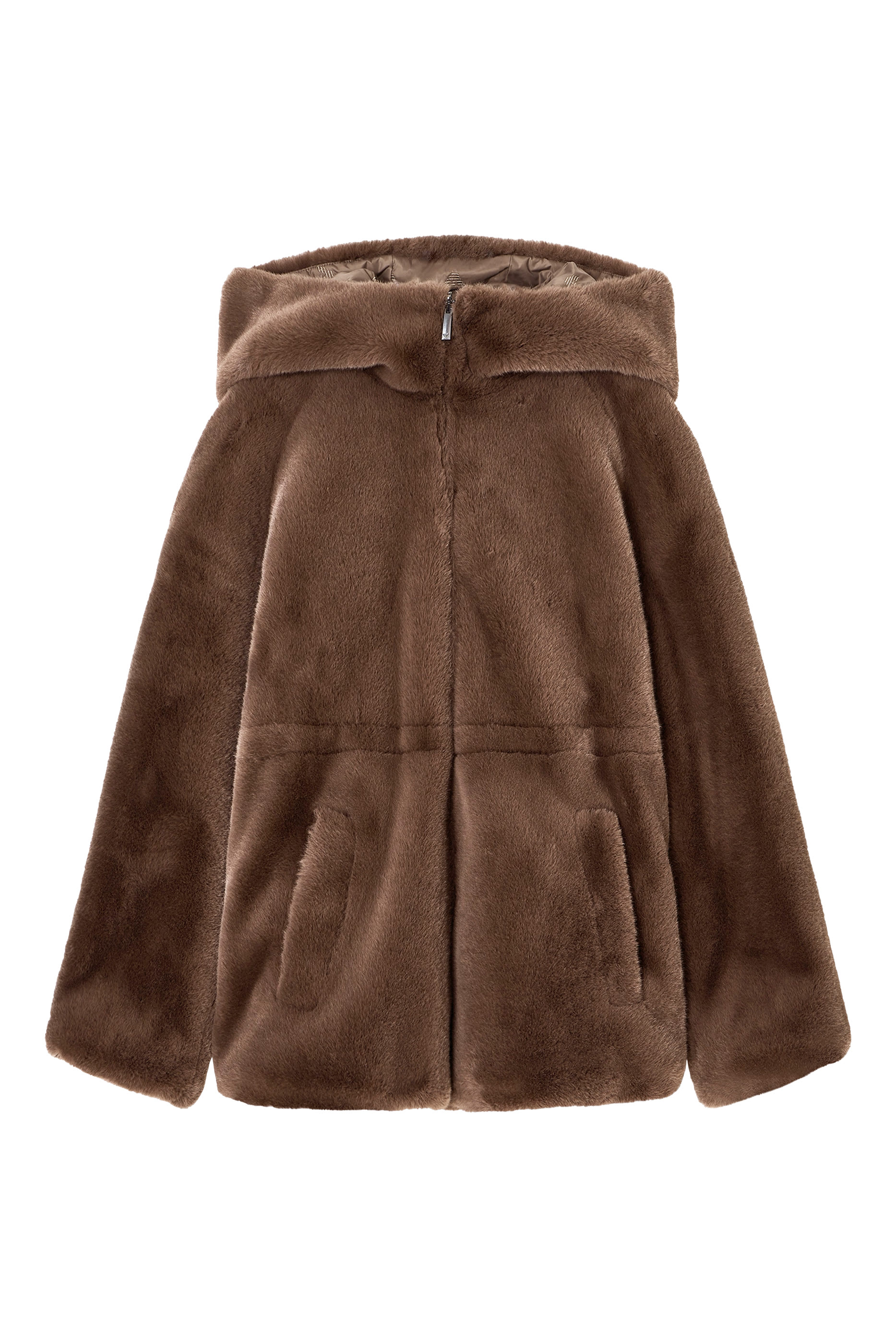 Faux-Fur Reversible Blouson with Hood and Drawstring