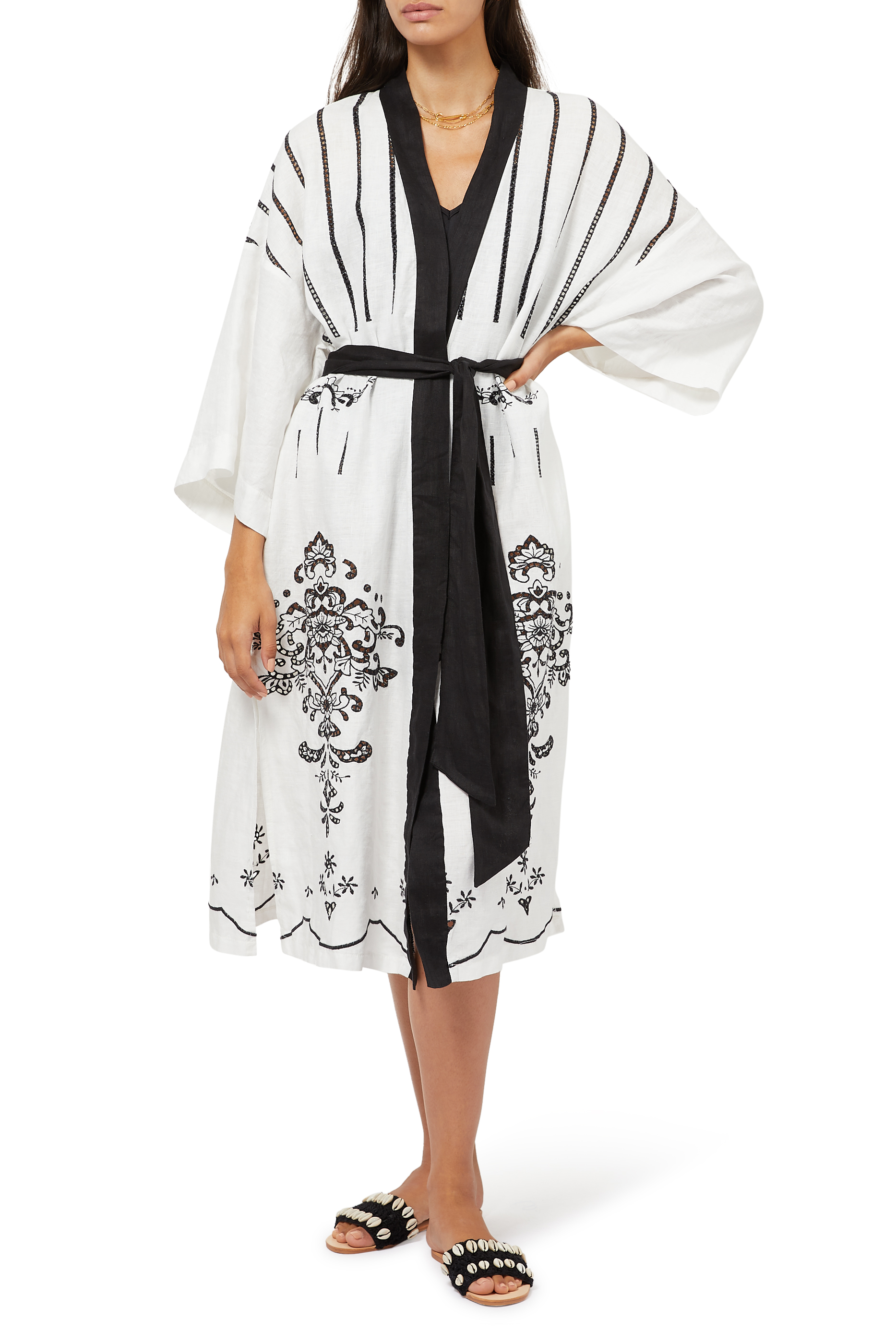 Buy Greek Archaic Kori Belted KimonoStyle Midi Dress for Womens ...