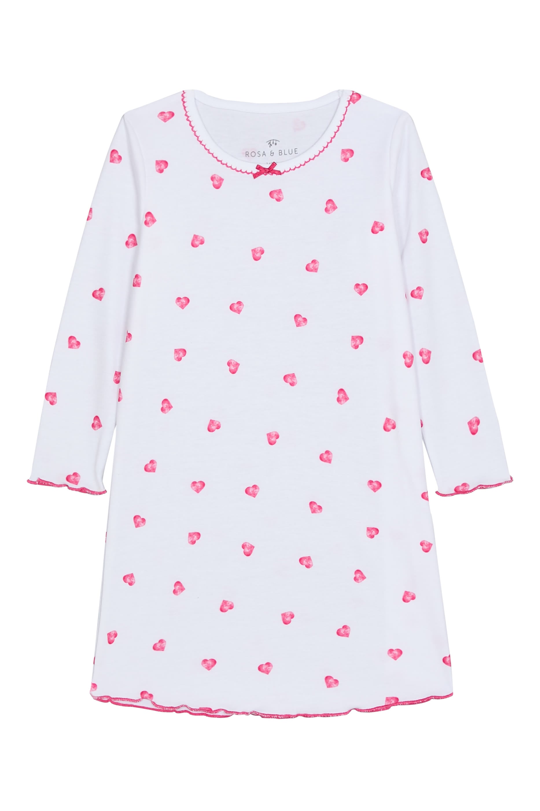 Kids  Pink Heart Print Long Sleeve Nightdress