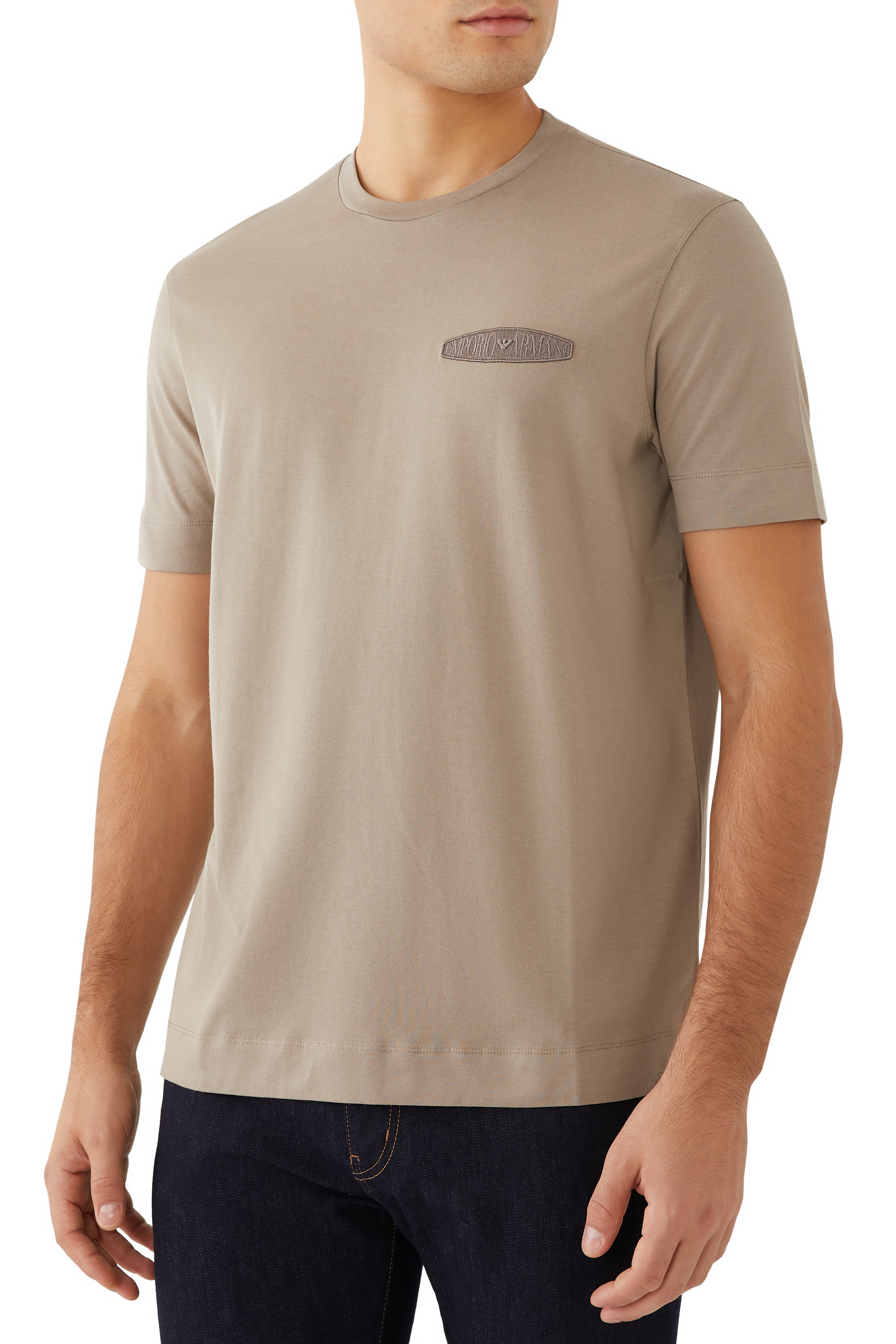 Micro EA Text Logo Embroidered T-Shirt