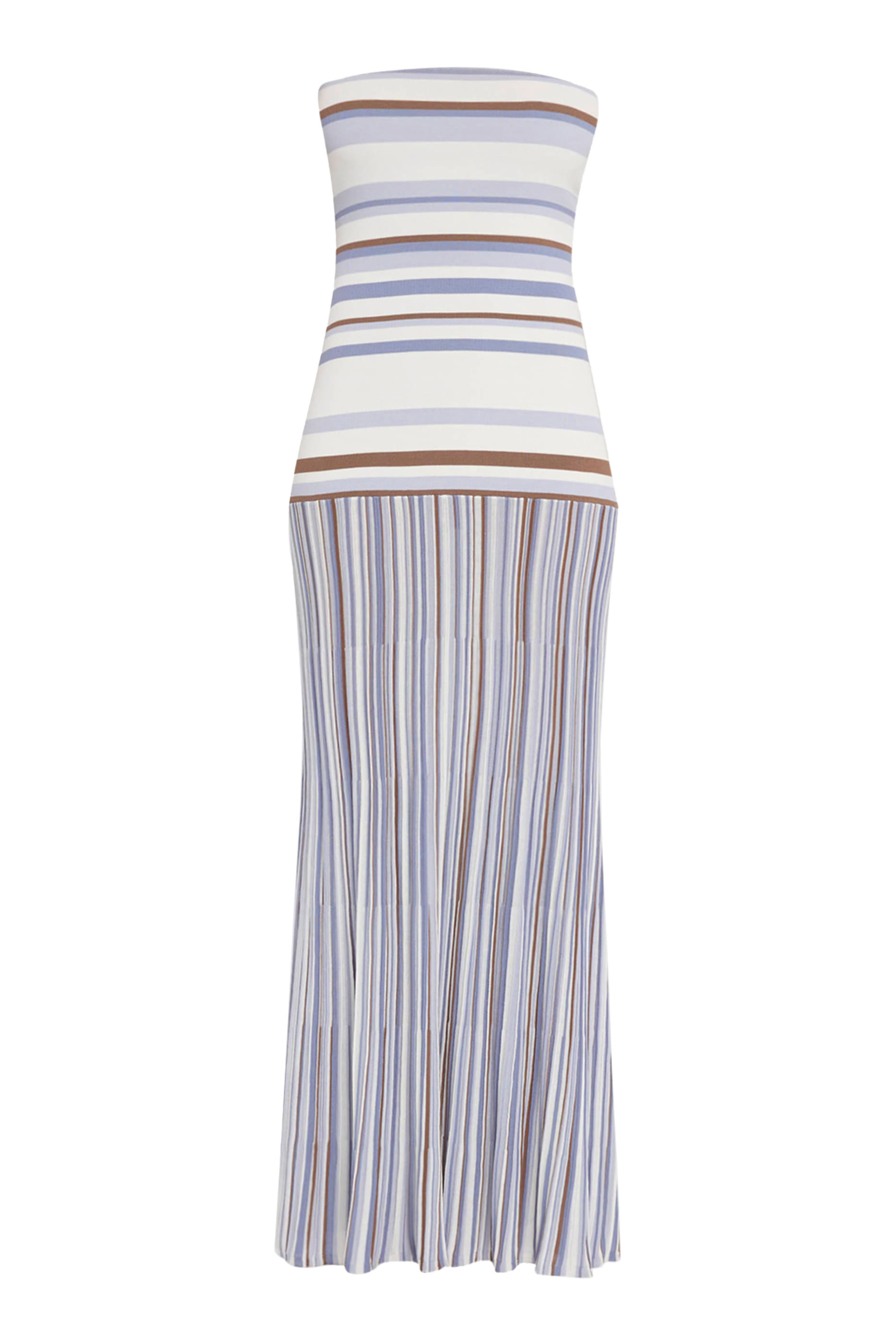 Citara Striped Strapless Midi Dress