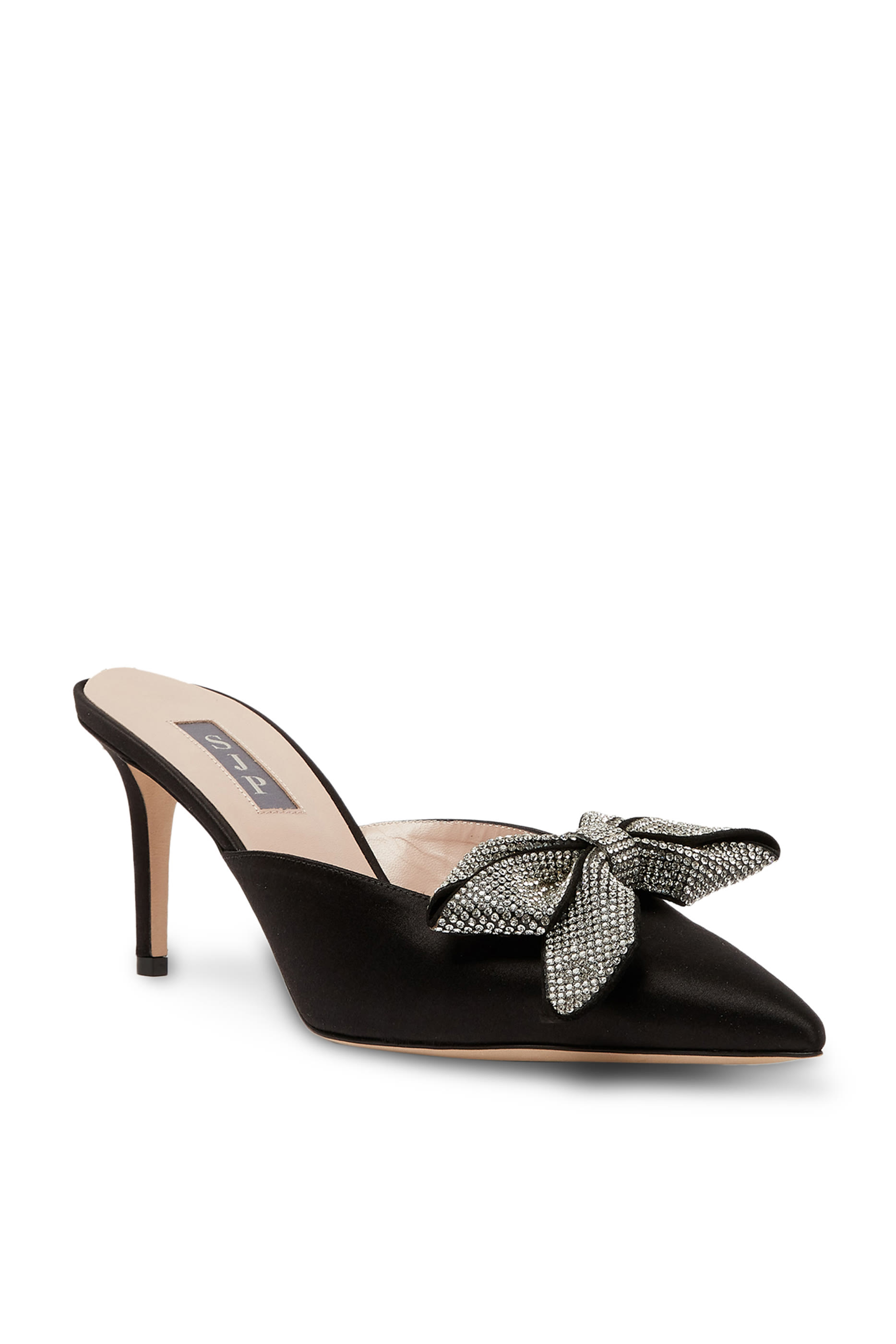 Paley 70 Satin & Crystal Bow Mules