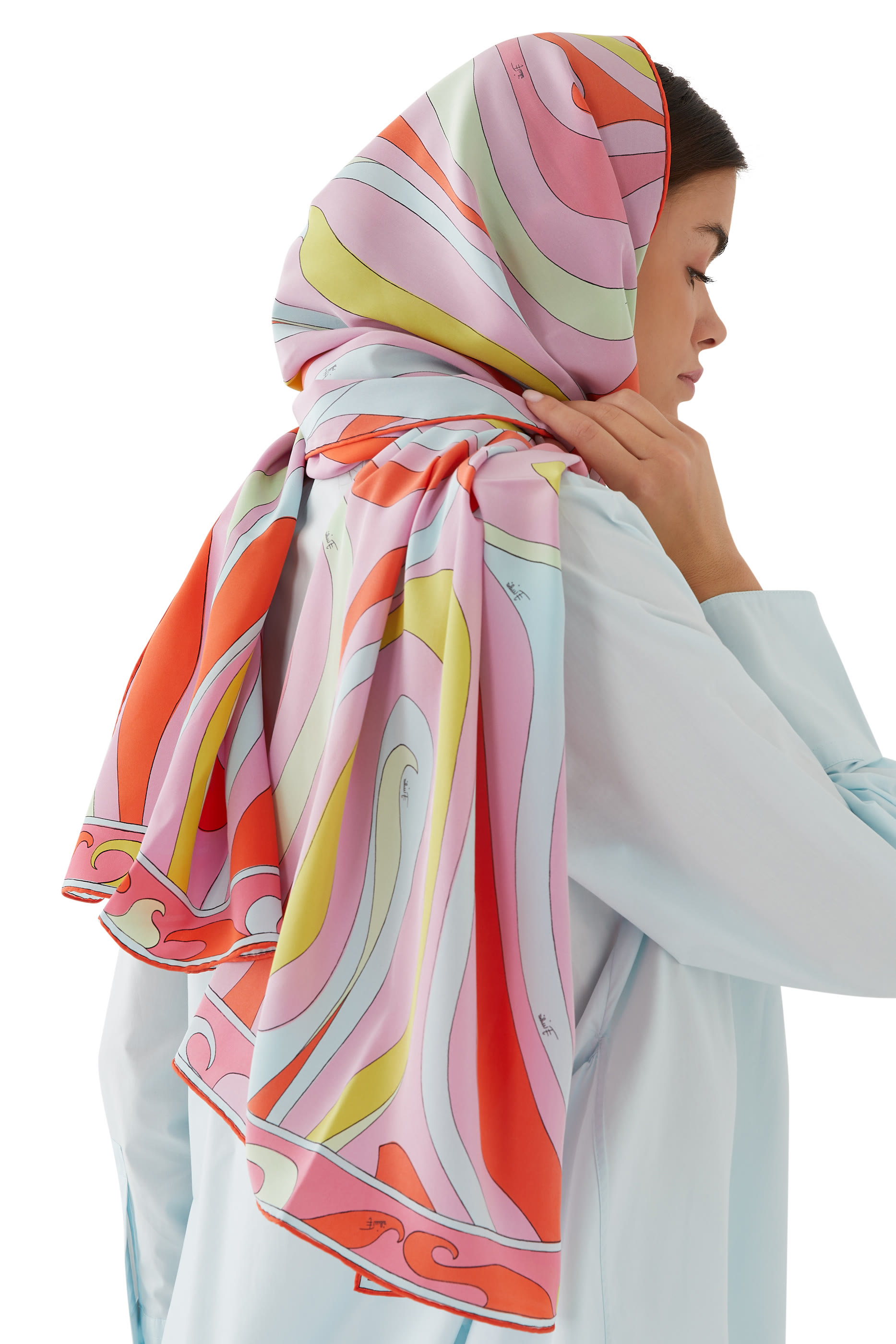 Marmo-Print Silk-Twill Hijab