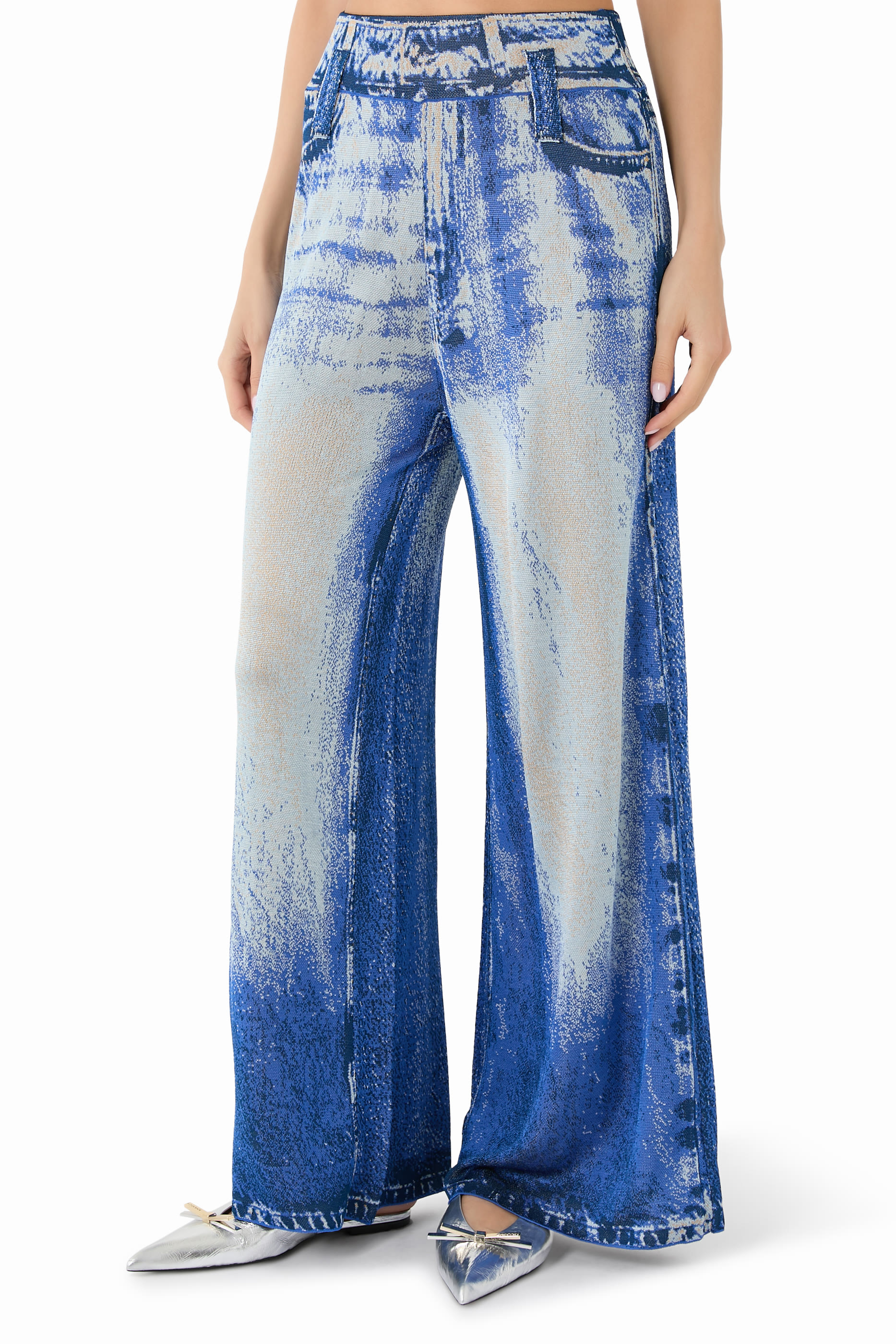Aria Denim Print Wide Leg Pants