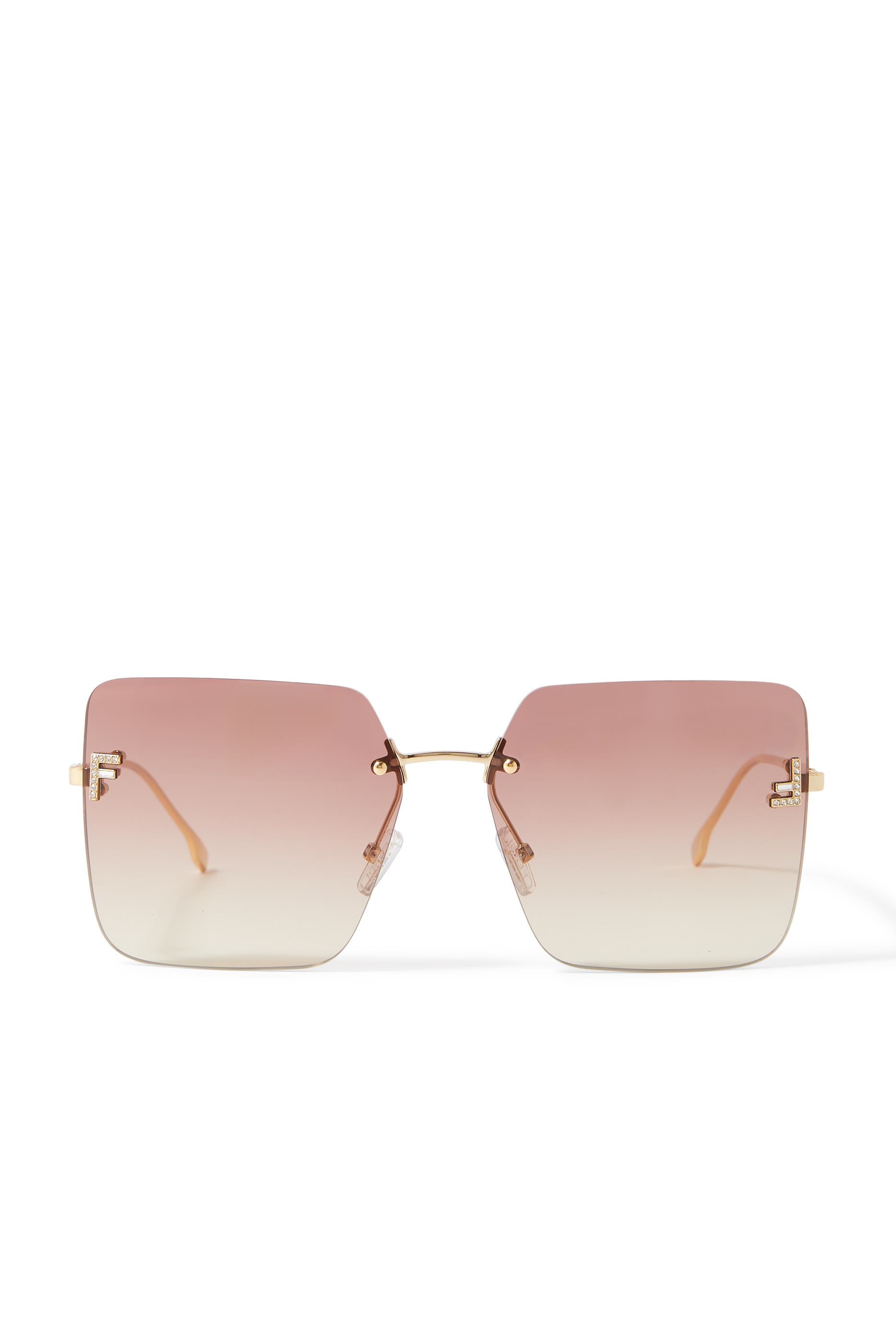 Fendi First Crystal Gold Geometric Sunglasses