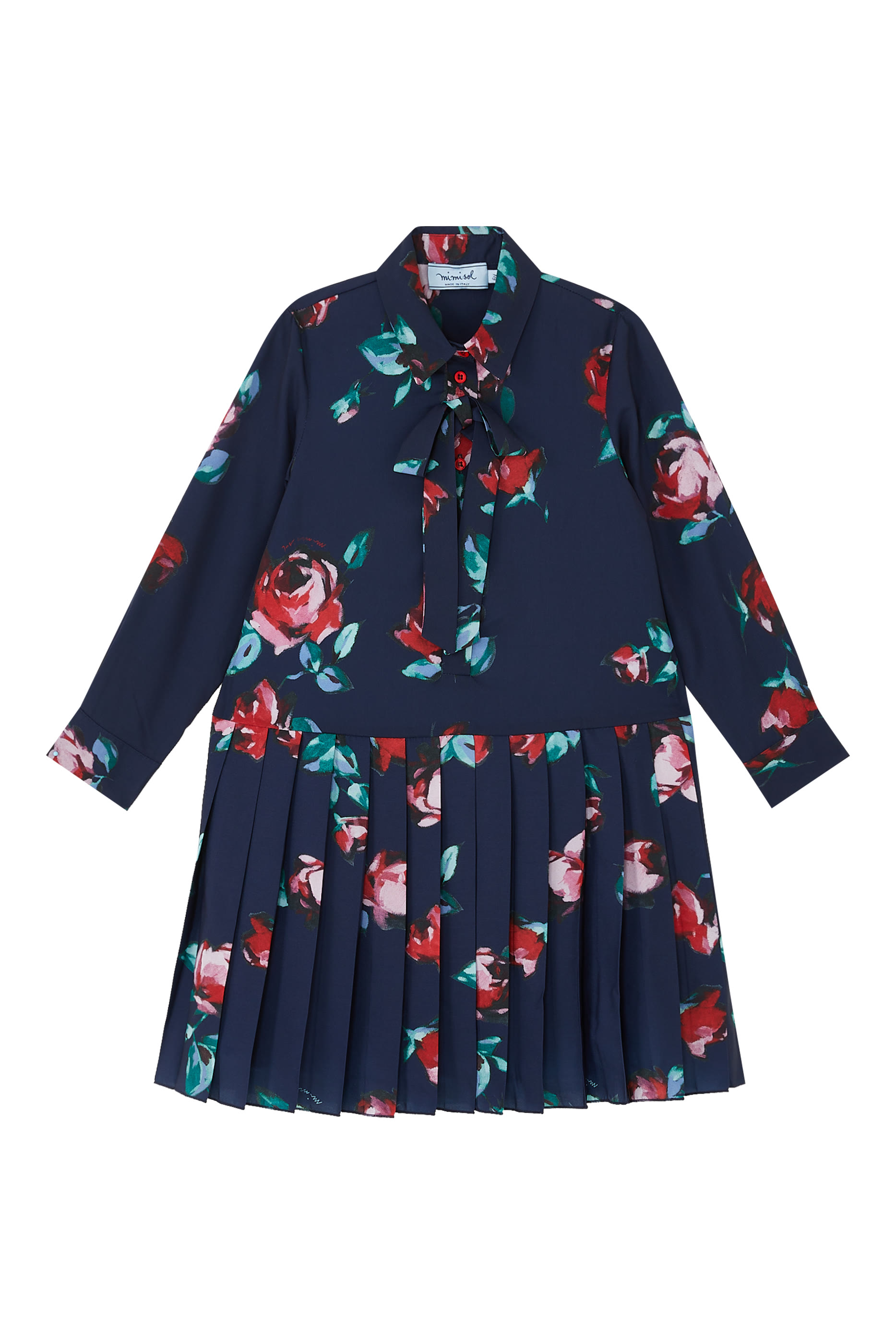 Kids Rose-Print Pleat Shirt Dress