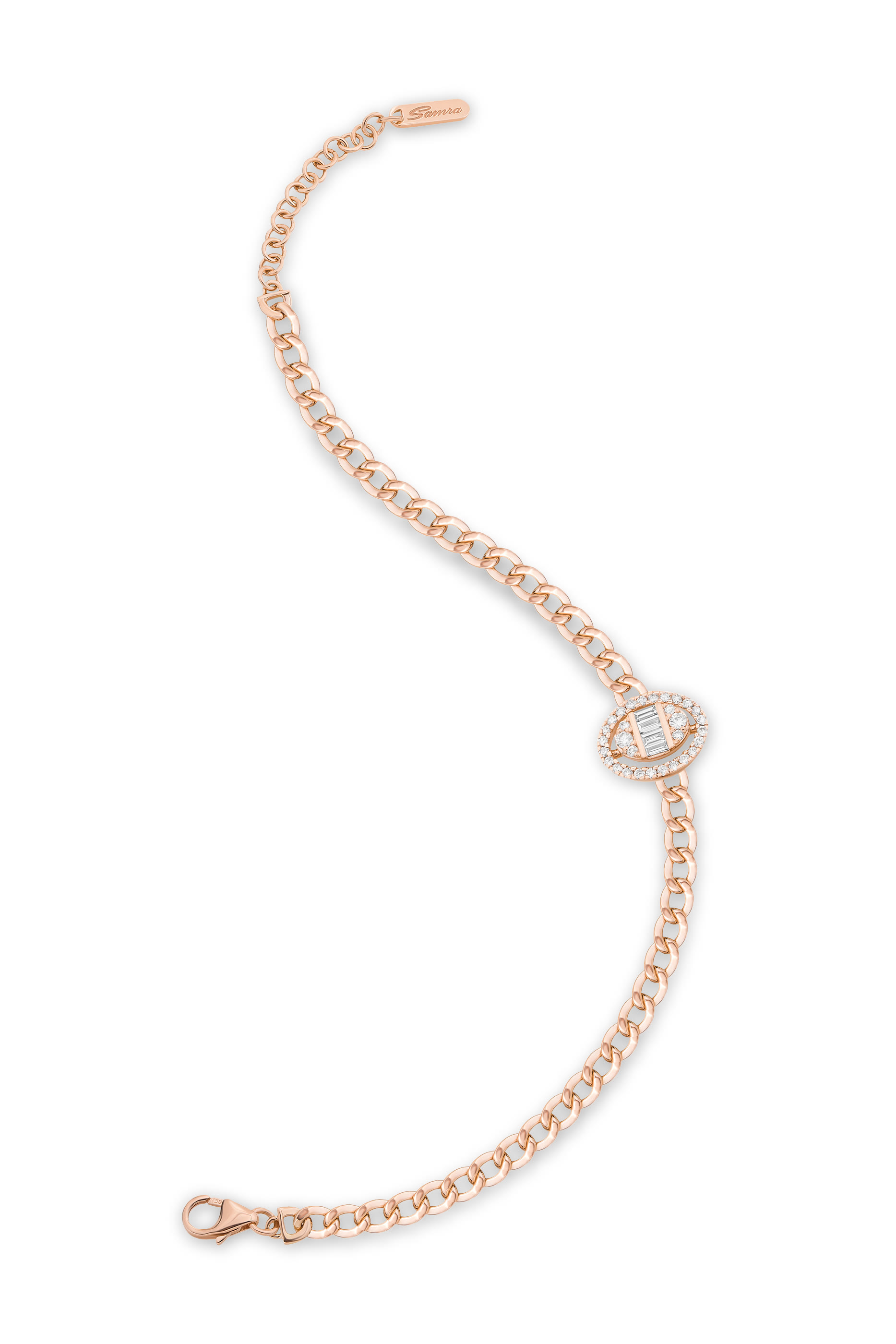 Quwa Single Oval Bracelet, 18k Rose Gold & Diamonds