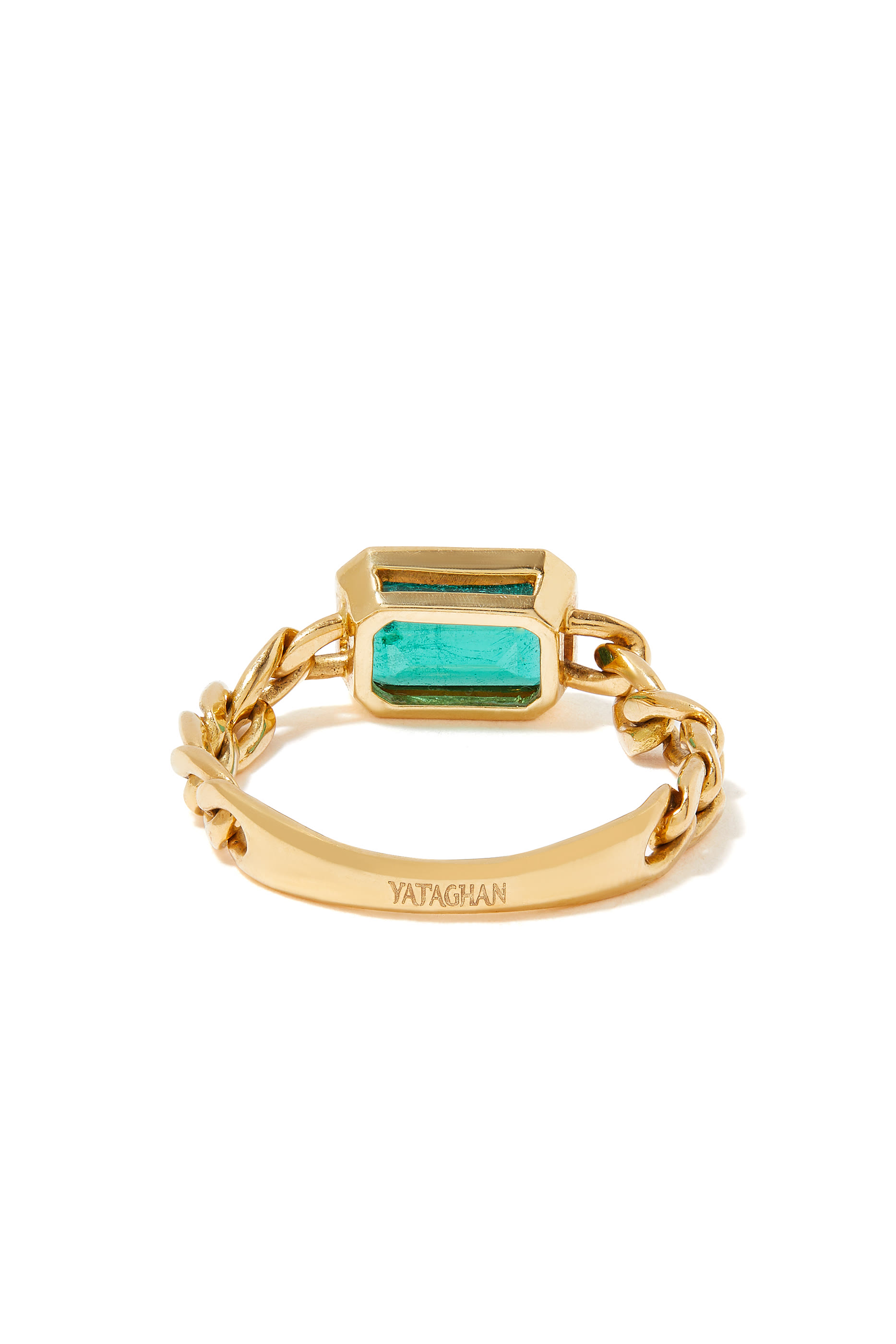 Vintage Thick Chain, 18k Yellow Gold & Emerald