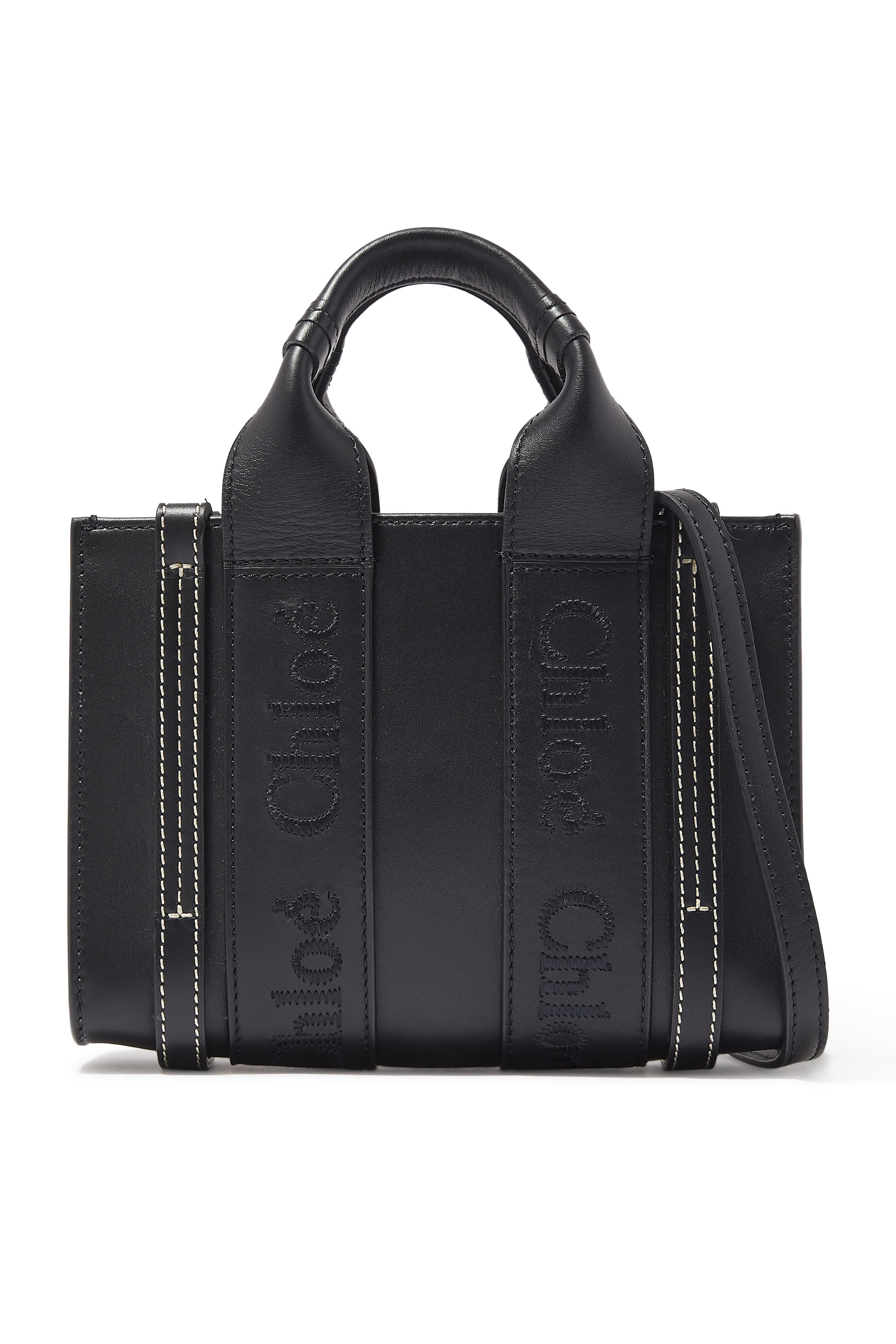 Woody Mini Leather Tote Bag