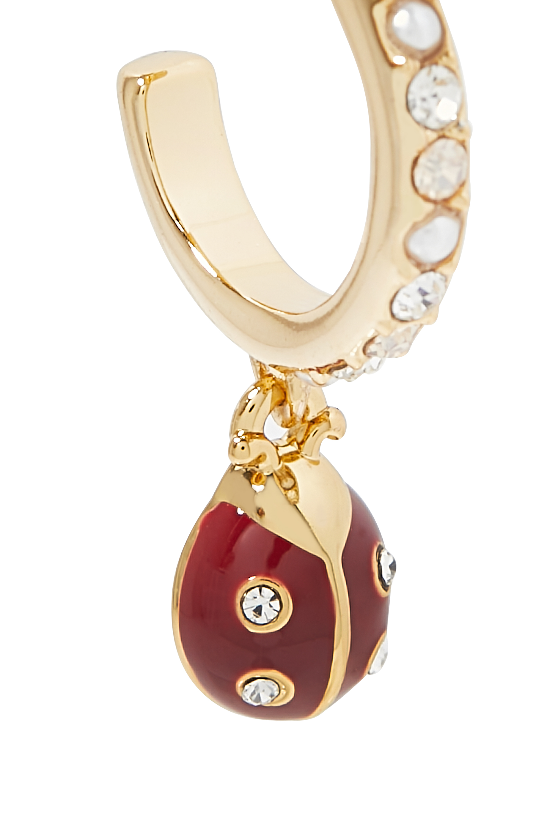 Ladybug Pave Huggie Earrings