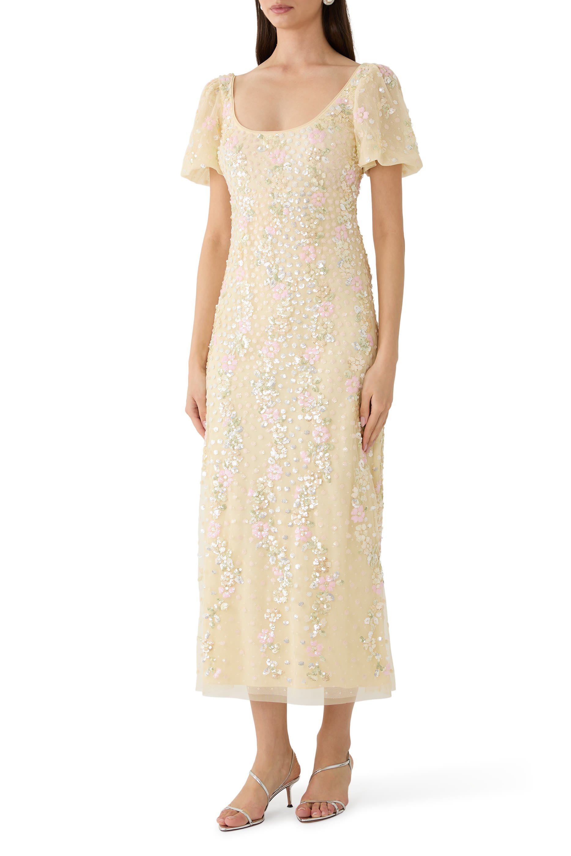 Confetti Puff Sleeve Ankle Gown