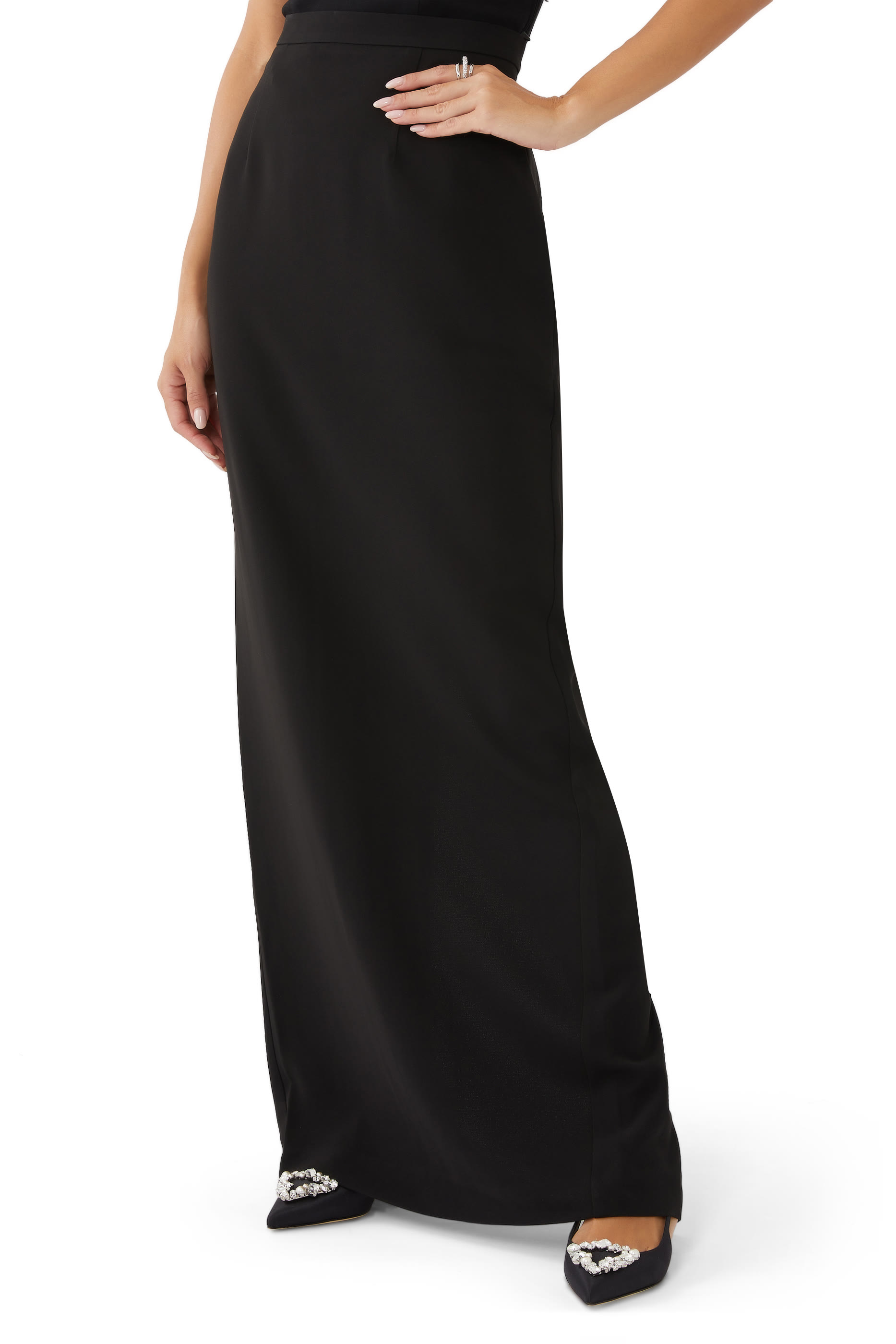 Stretch Cady Maxi Skirt