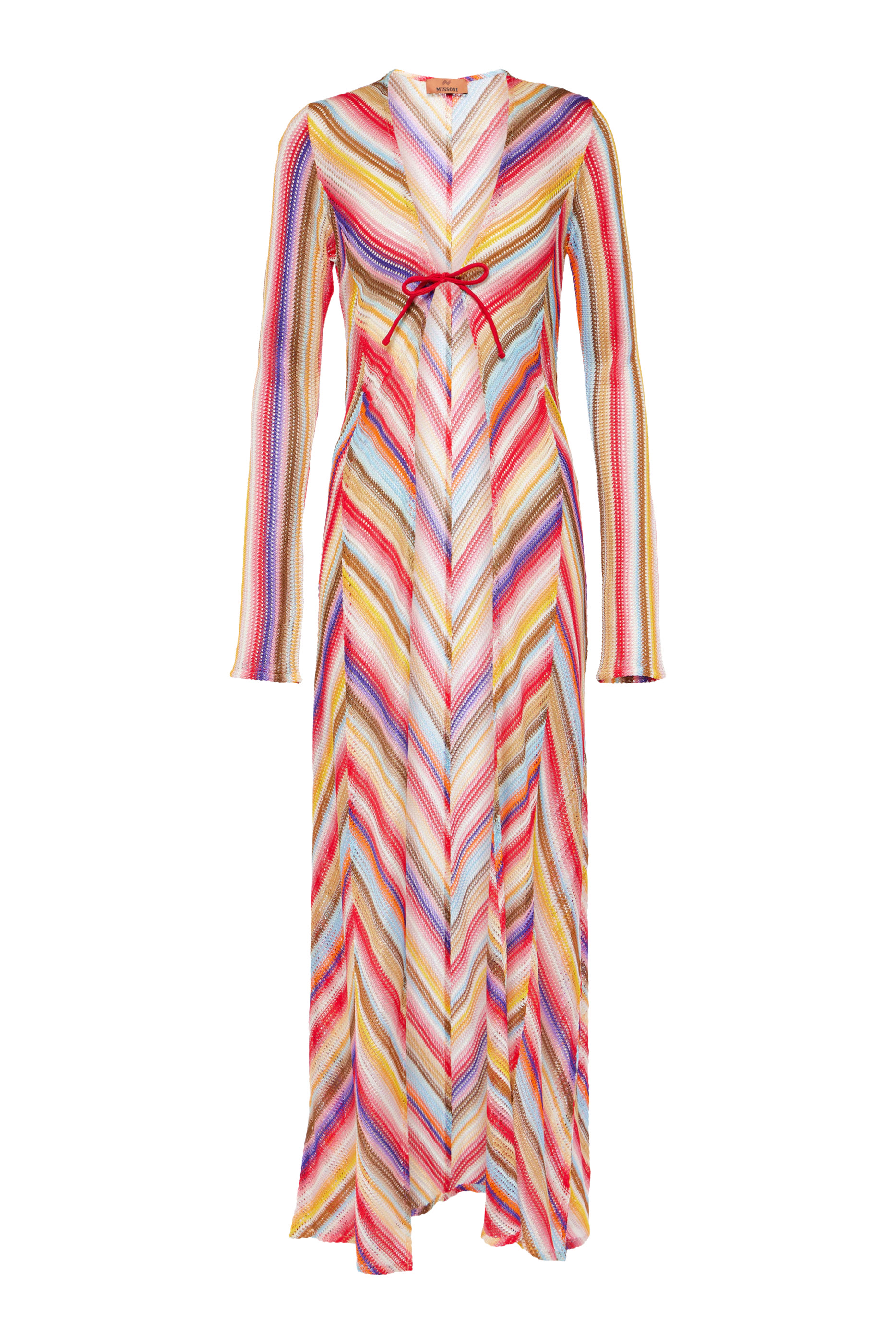 Mare Striped Raschel Long Sleeve Maxi Cardigan