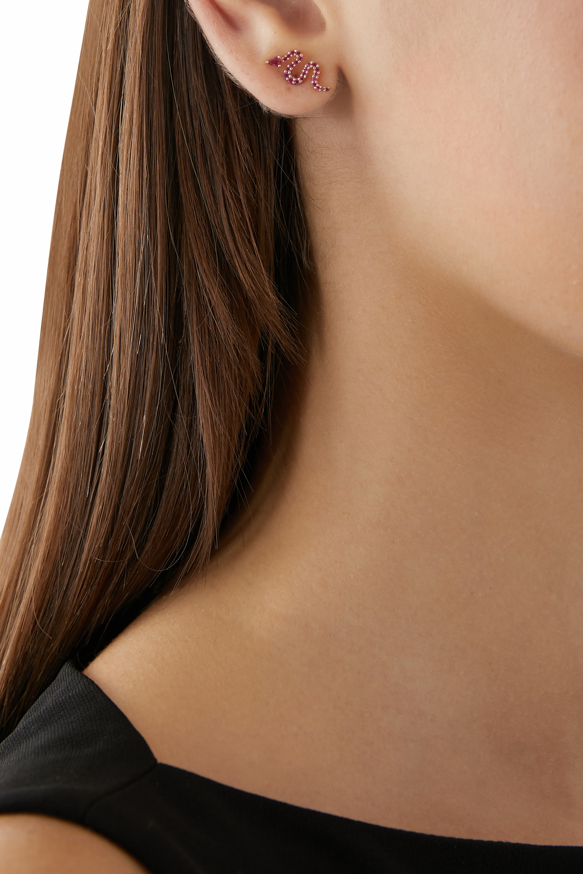 Snake Stud Earrings, 14k Rose Gold-Plated Sterling Silver