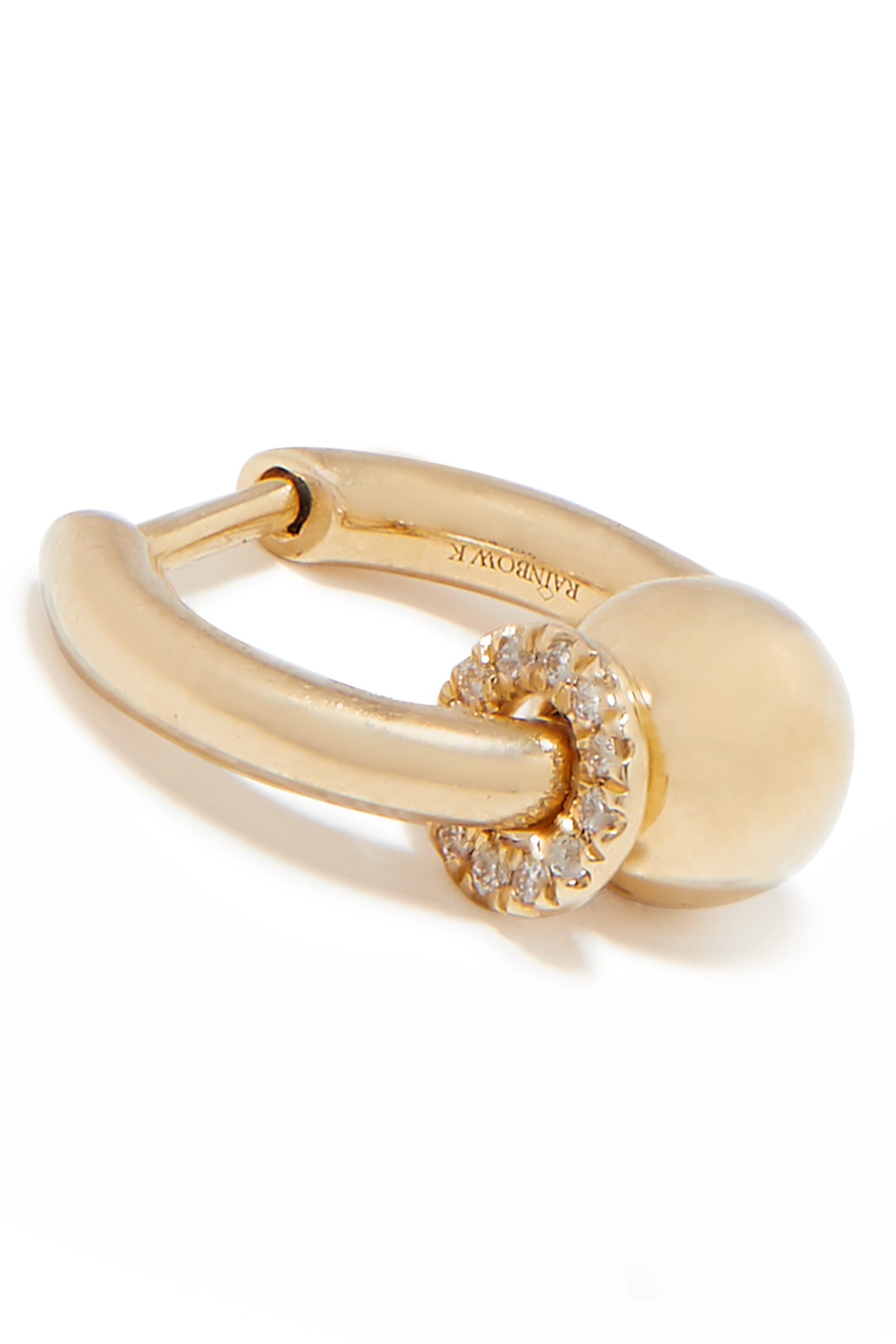 Nano Hoop Earring, 14K Yellow Gold & Diamond