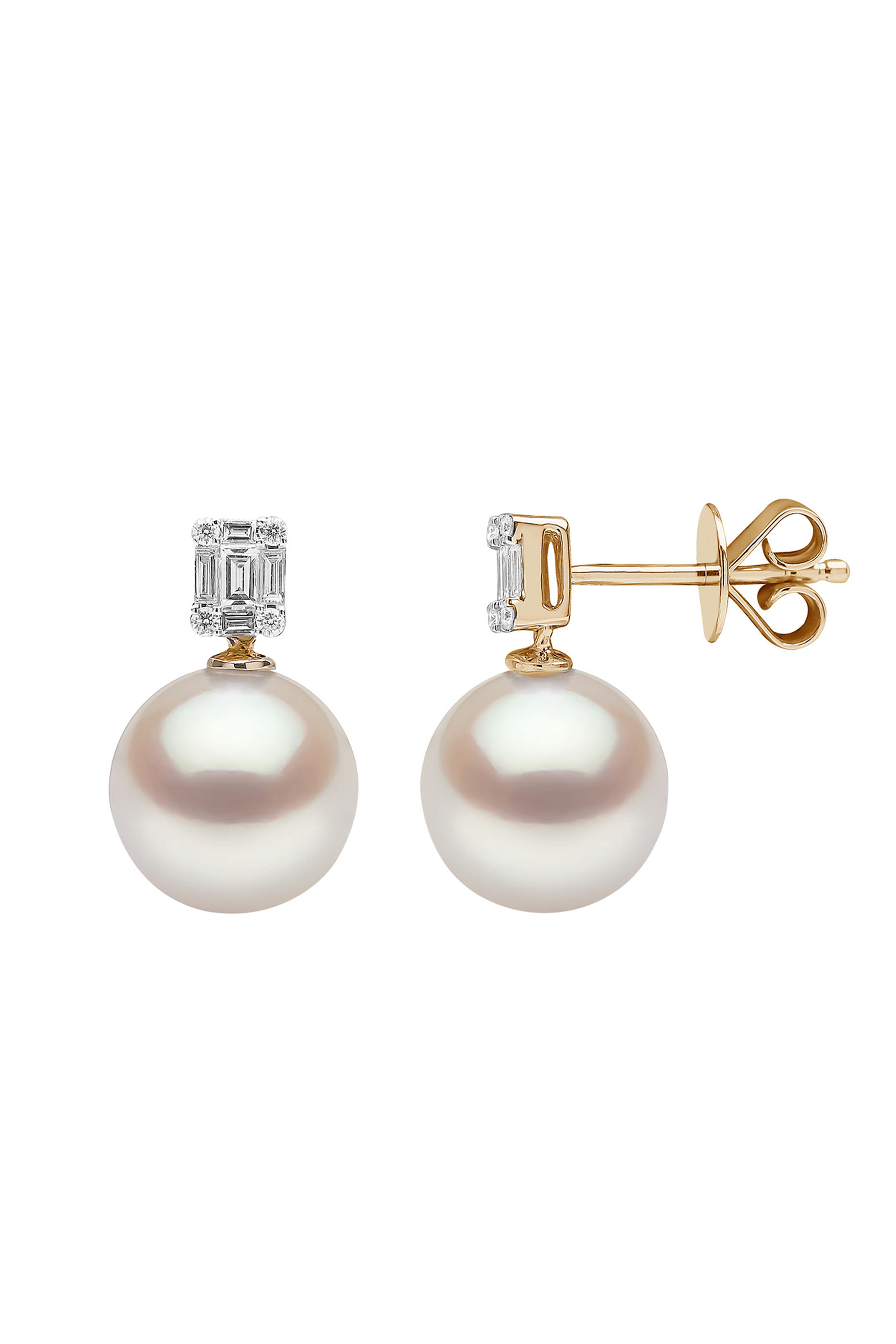 Starlight Earrings, 18k Yellow Gold, Diamond & Pearl
