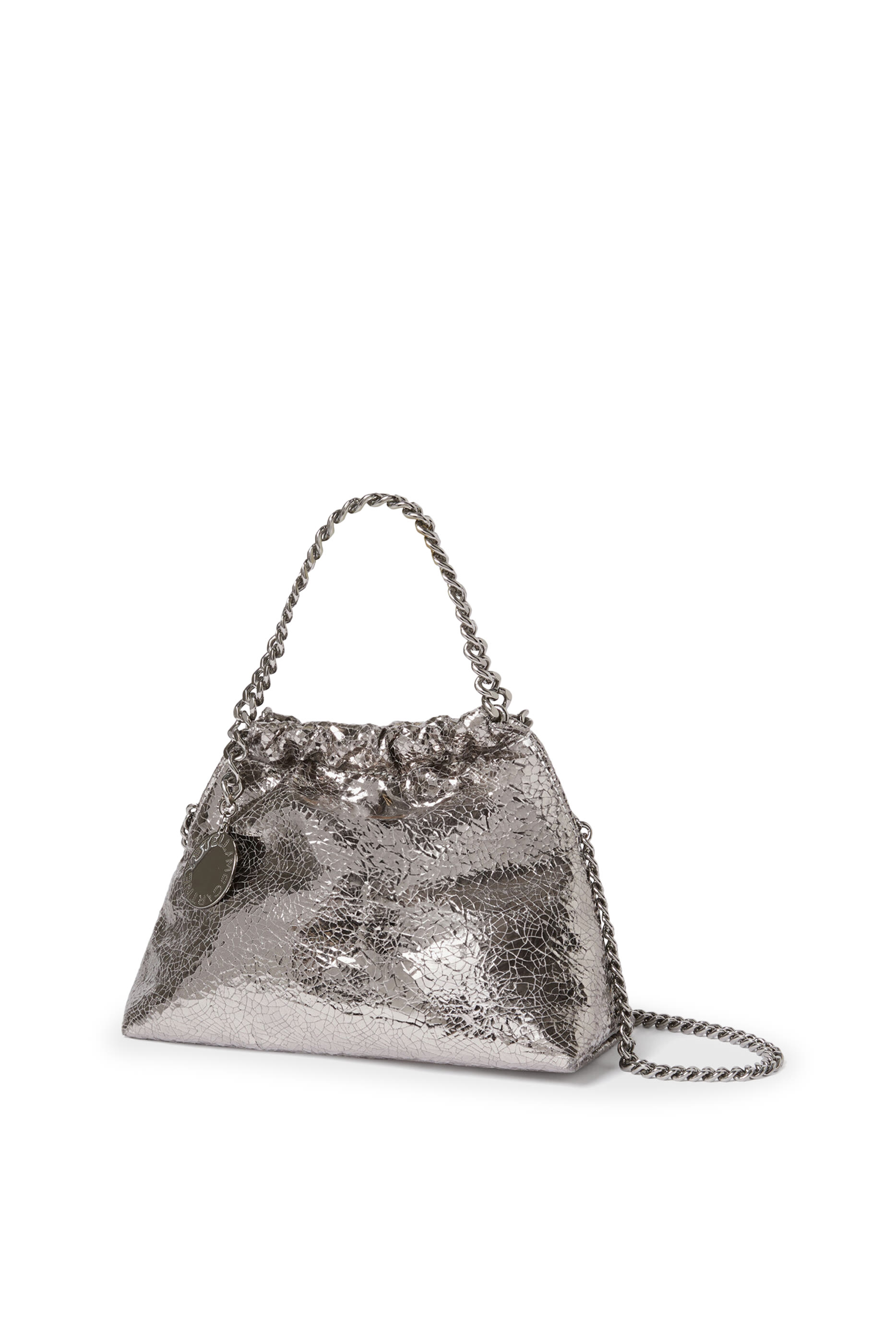 Falabella Cracked Metallic Drawstring Crossbody Bag