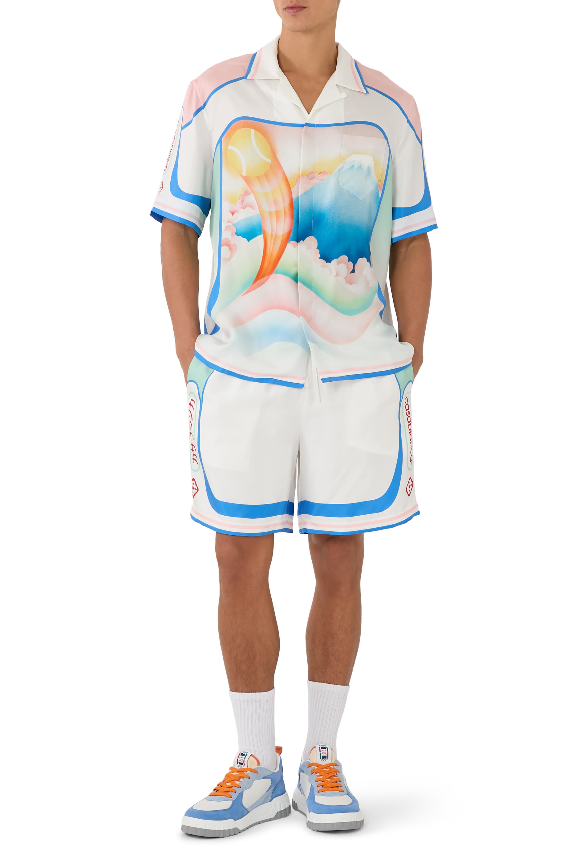  Fuji Dream Short-Sleeve Silk Shirt 