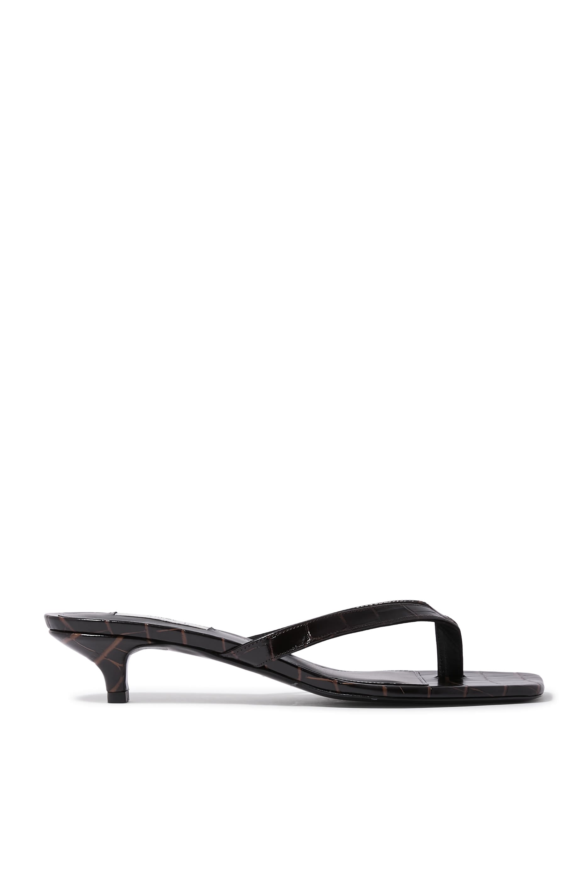 Croc-Embossed 35 Heeled Flip Flops