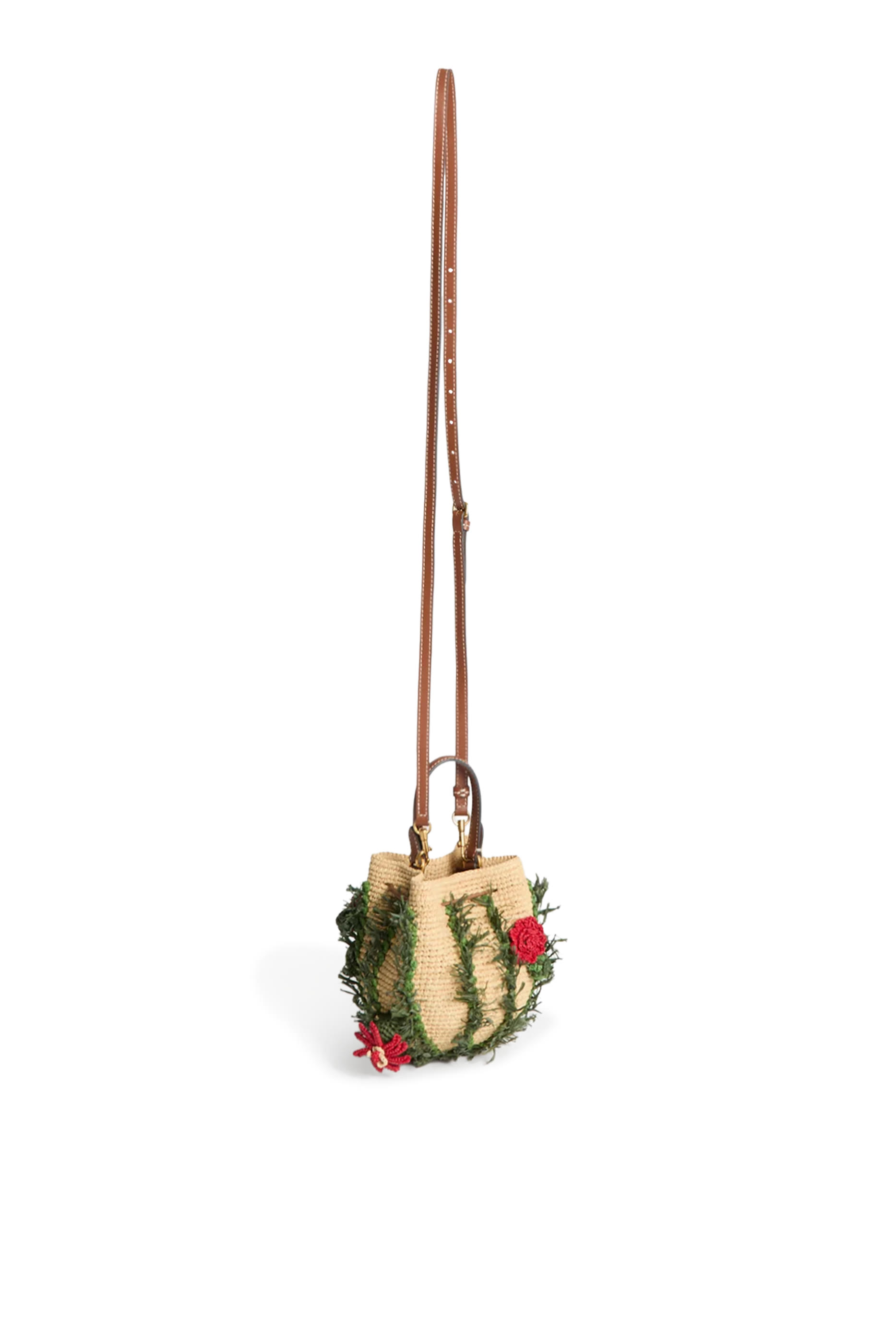 Raffia Floral Bucket Bag
