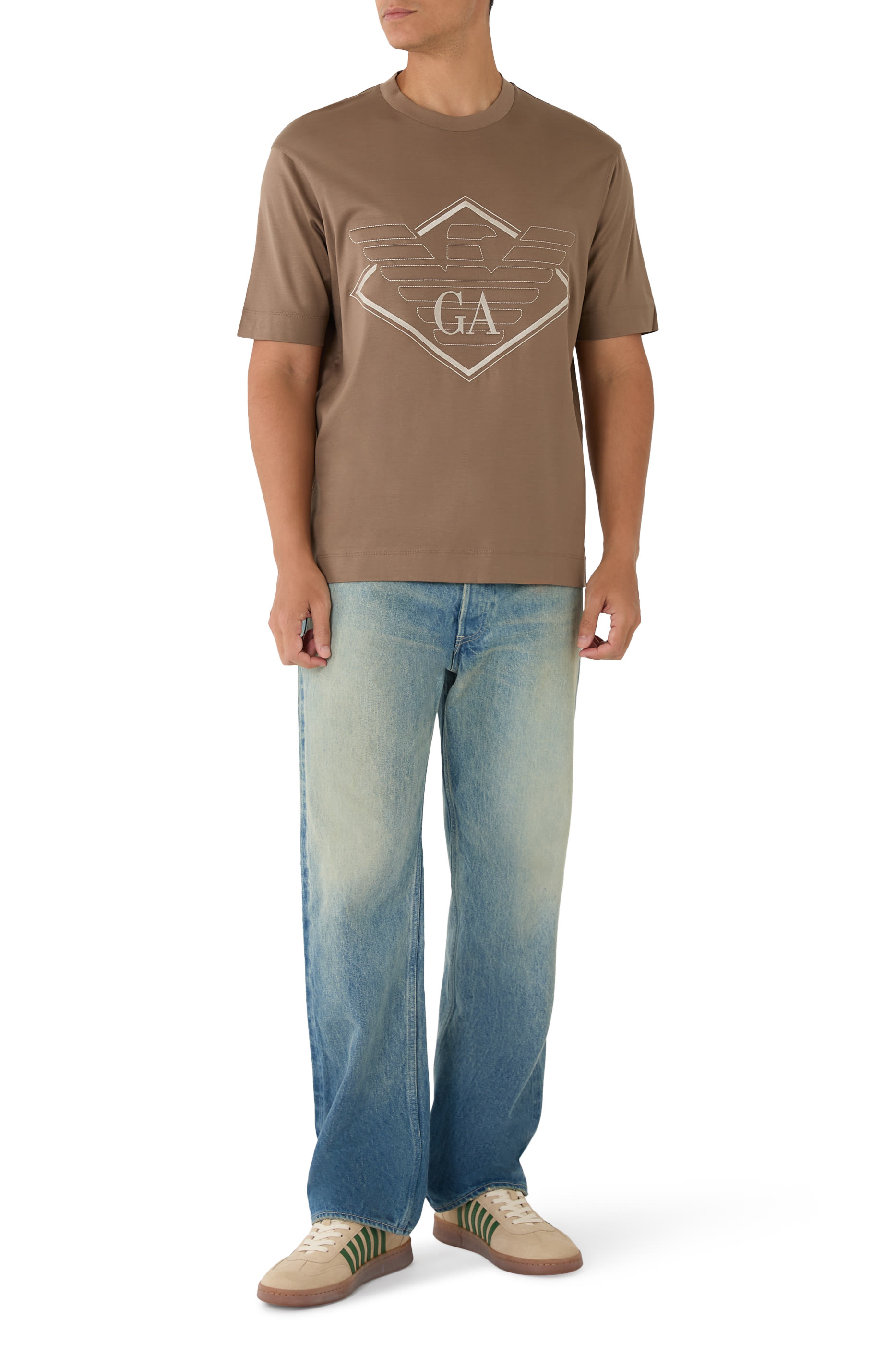 Oversized Eagle Logo Lyocell-blend Jersey T-Shirt