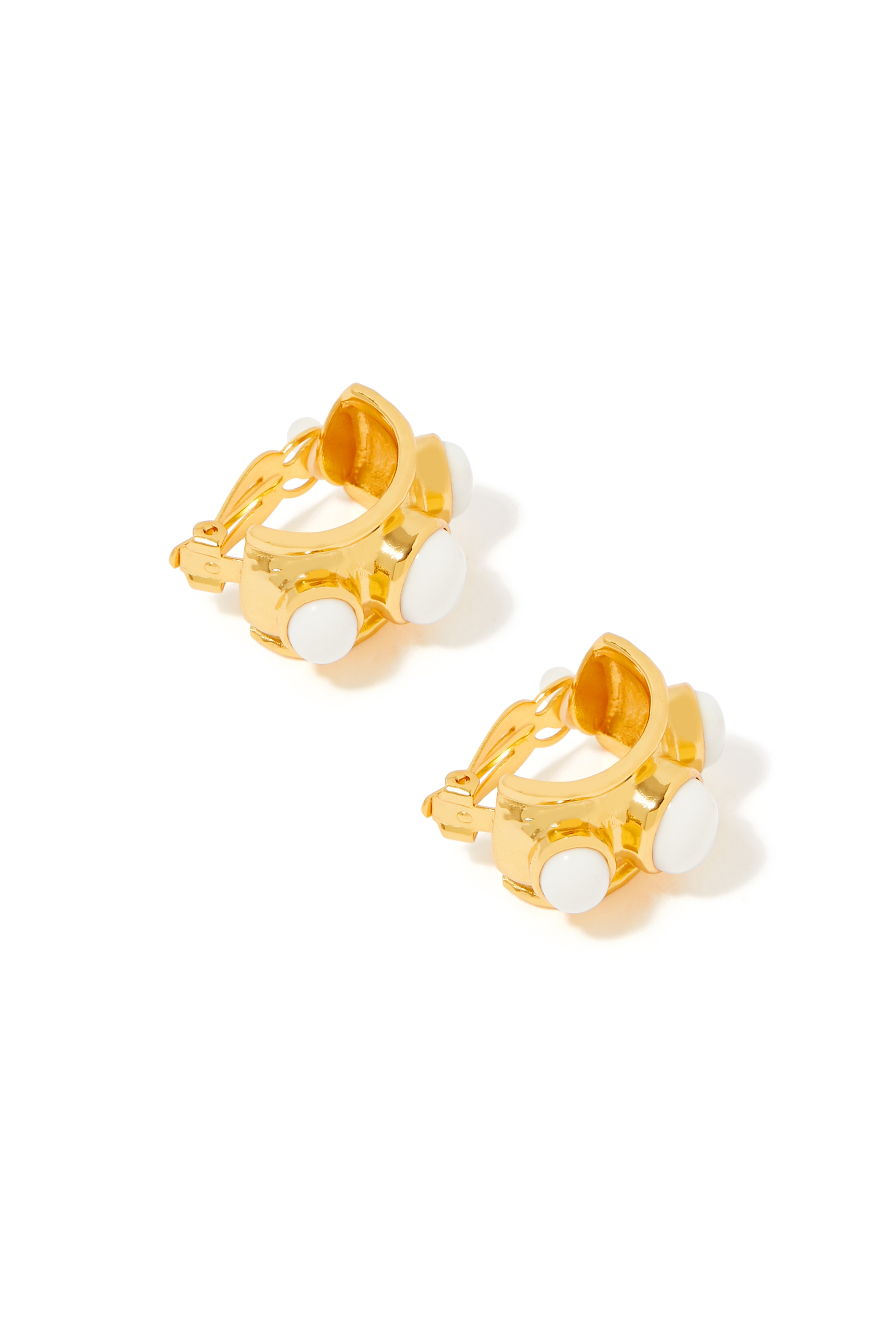 Nova Earrings, 24k Yellow Gold-Plated Brass & White Stones