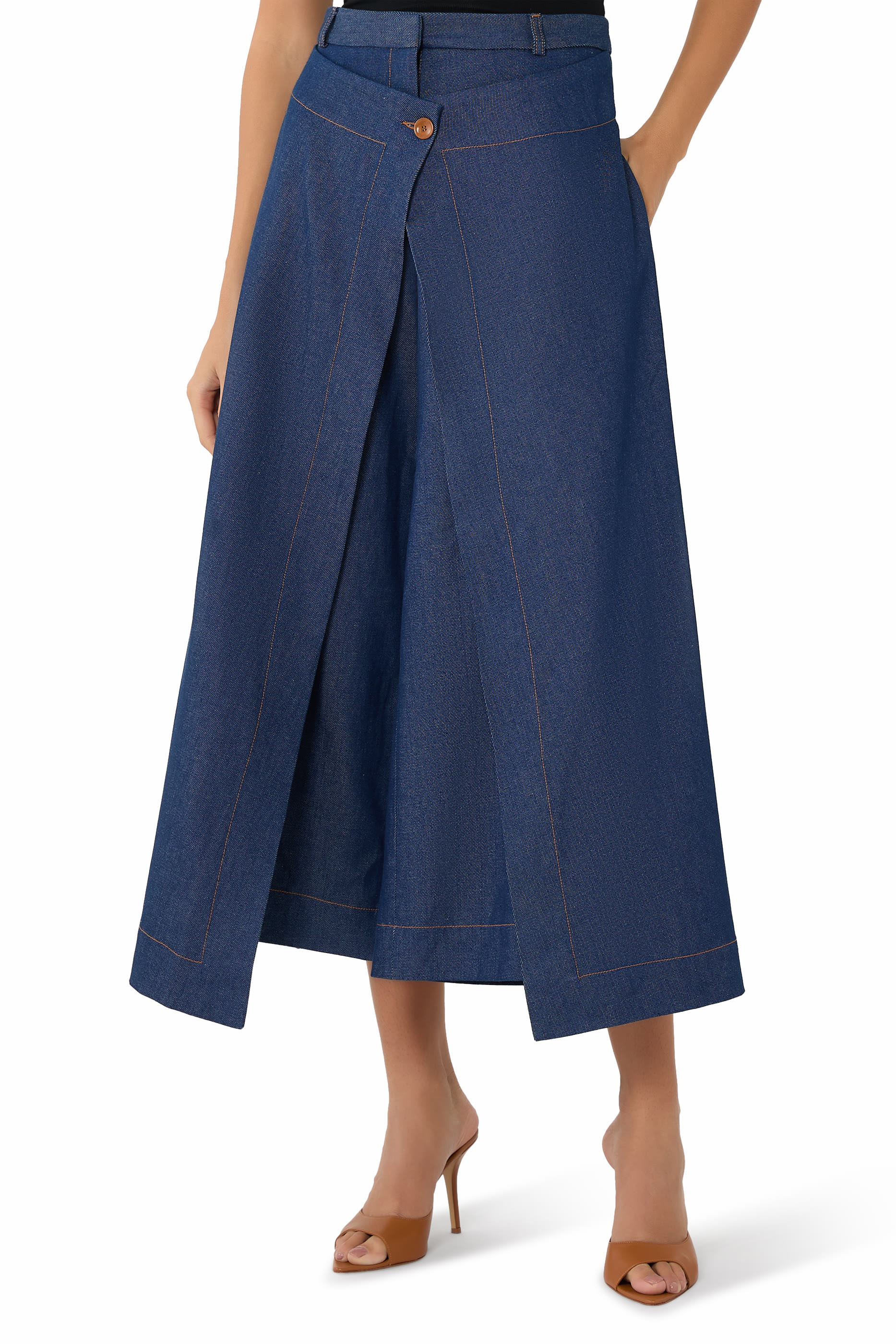 Refuge Denim Layered Culotte Pants