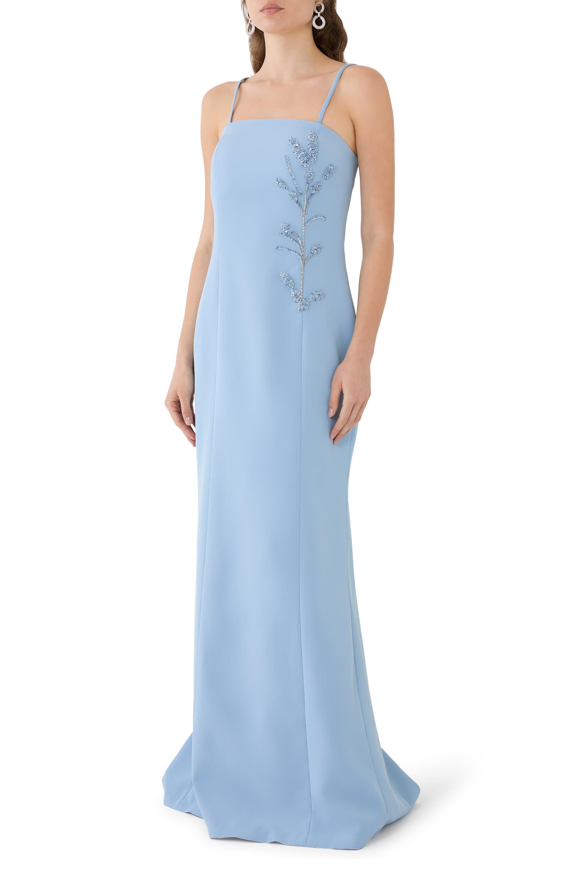 Crepe Bead Trim Bolero and Strapless Gown