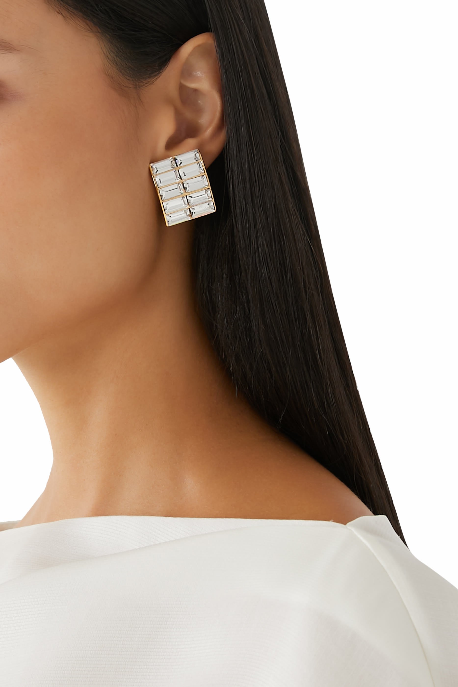 Kids Rectangle Crystal Earrings