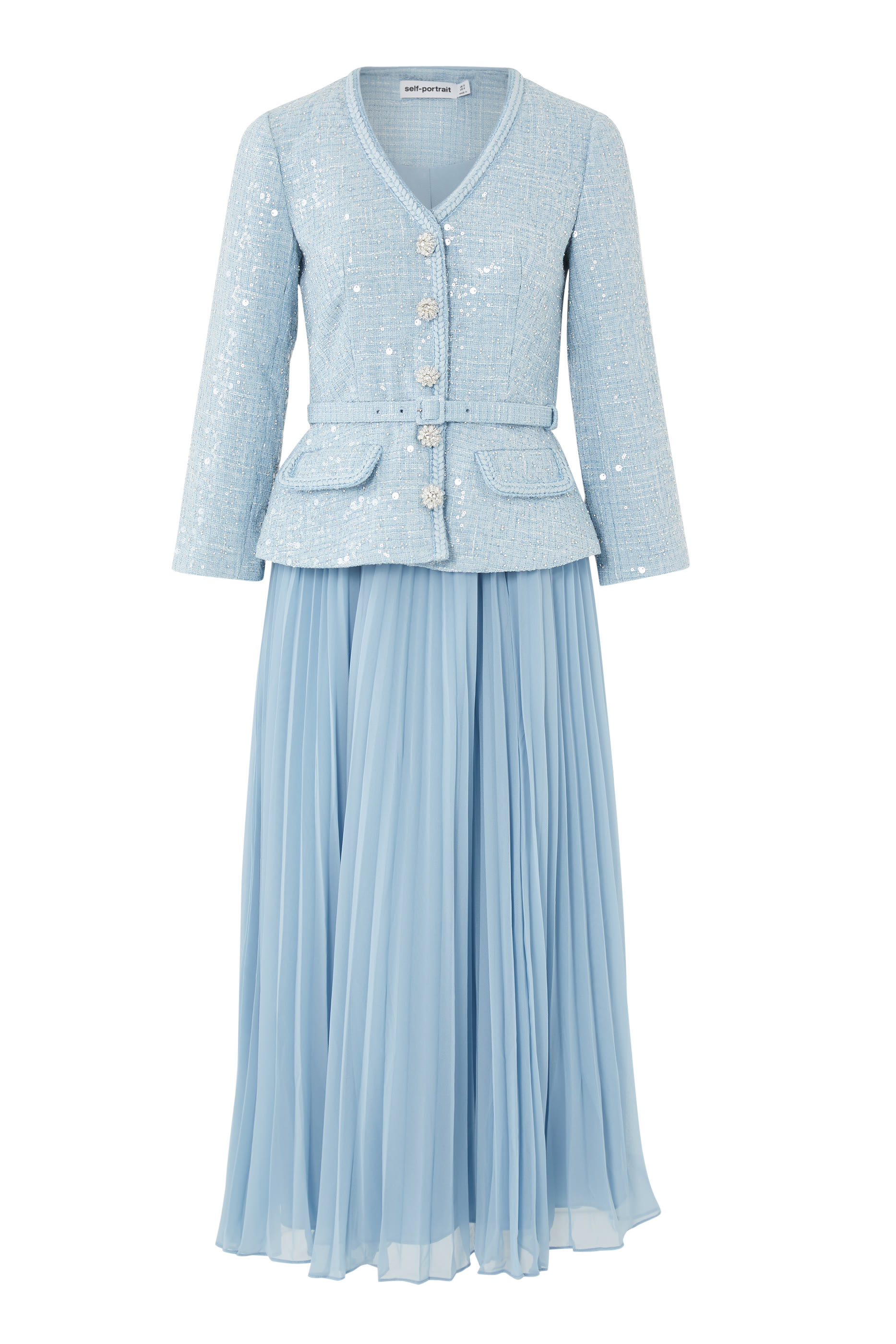 Sequin Boucle Tailored Midi Dress