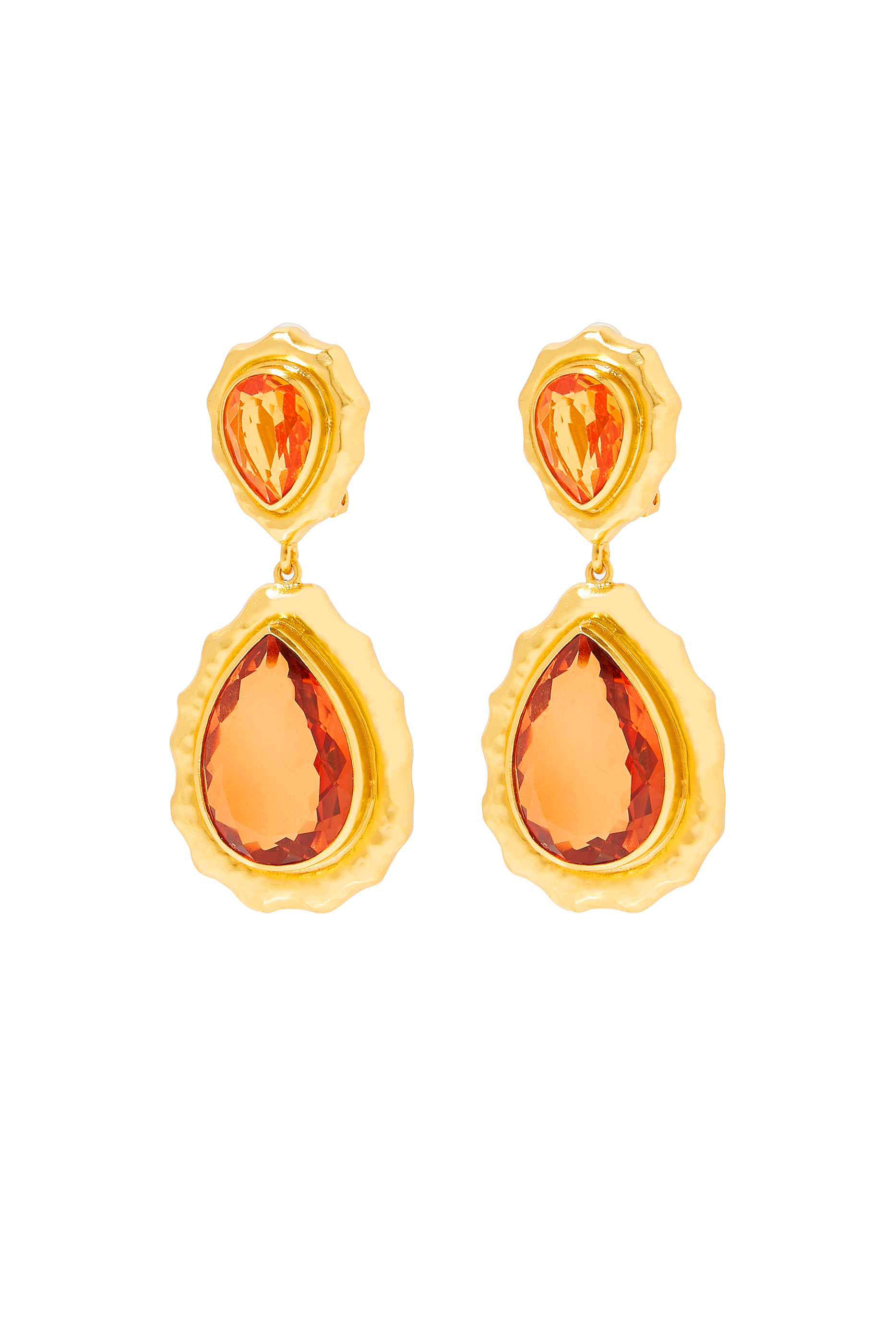 Paulina Earrings, 24k Yellow Gold-Plated Brass & Citrine Quartz
