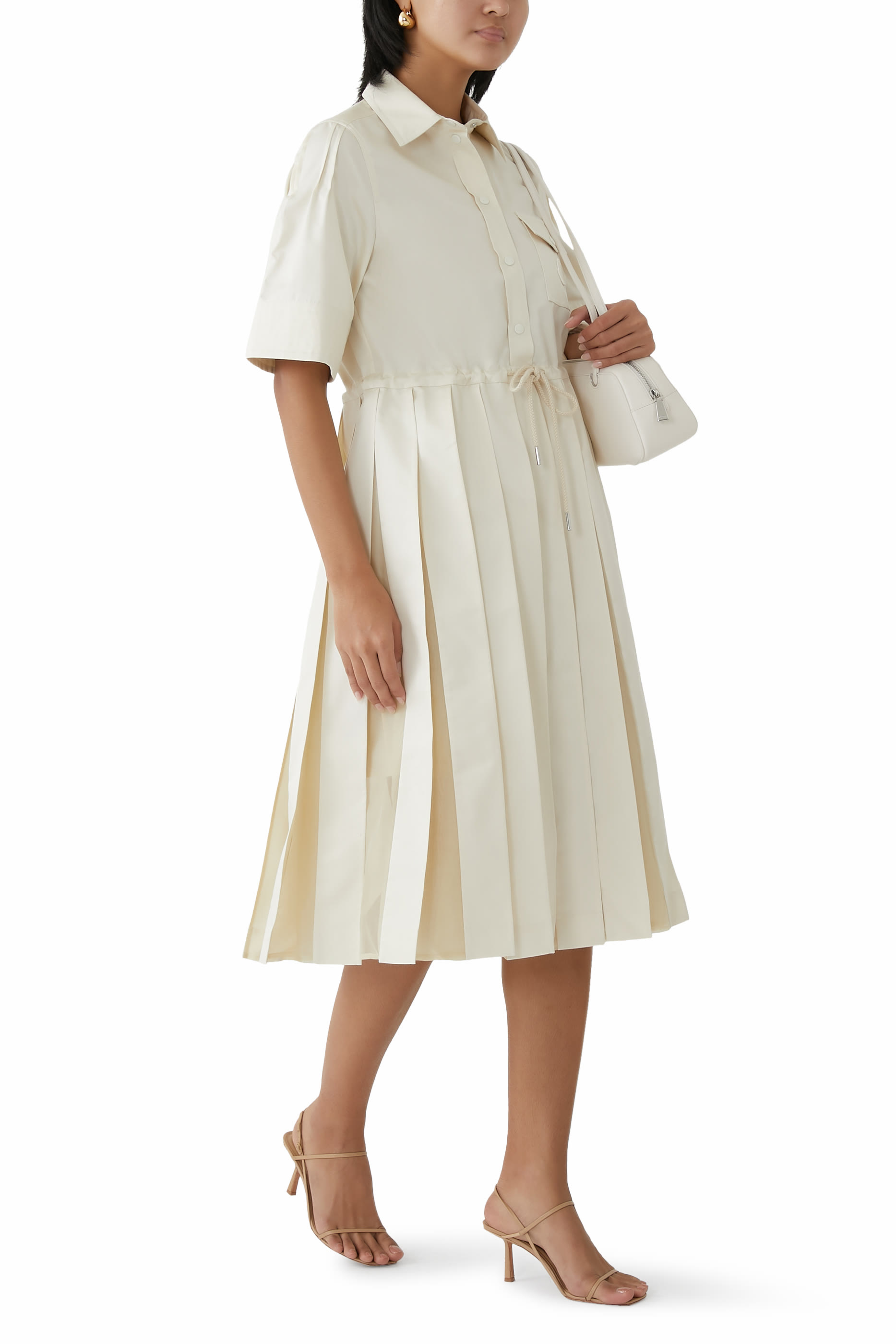 Cotton & Silk Midi Shirt Dress 