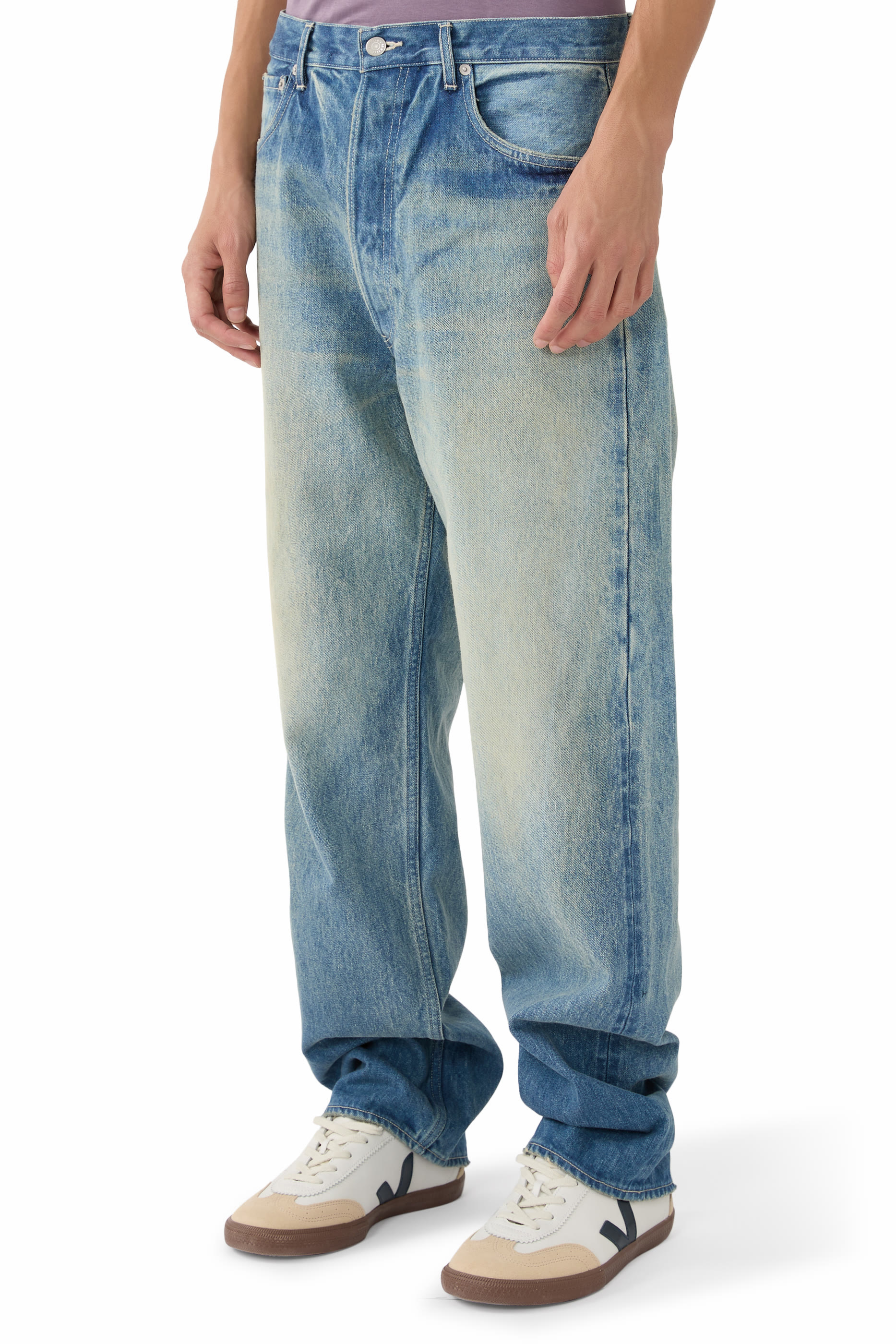 Selvedge Faded Heavy Denim Wide Pants