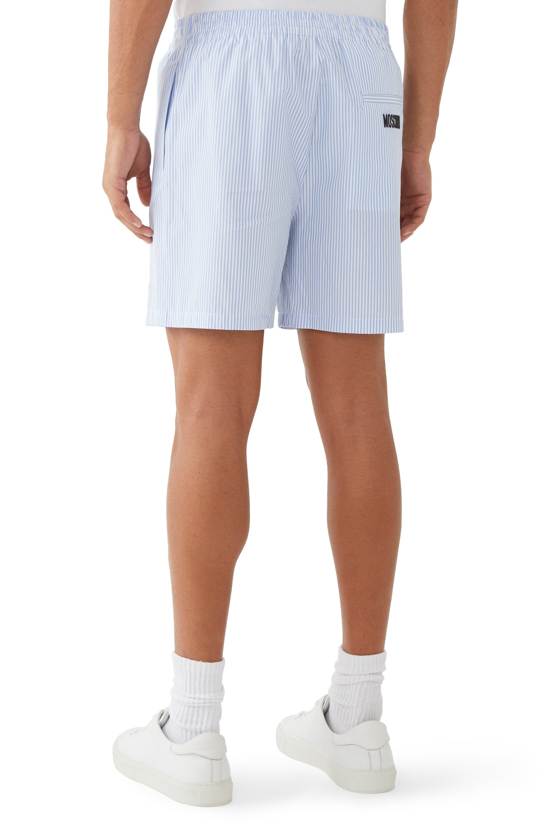 Goose Embroidery Striped Poplin Shorts
