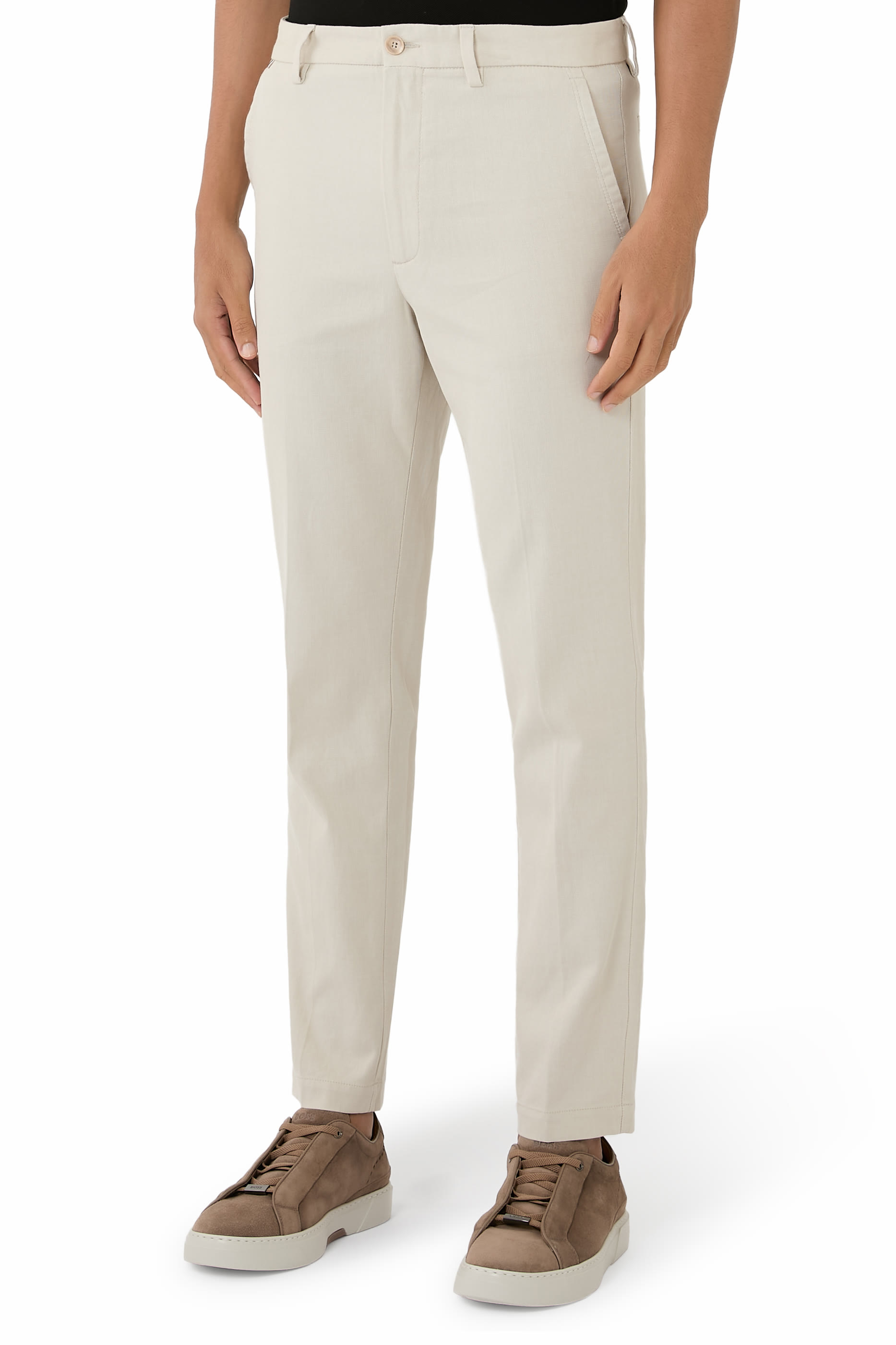 Slim-Fit Cotton Trousers