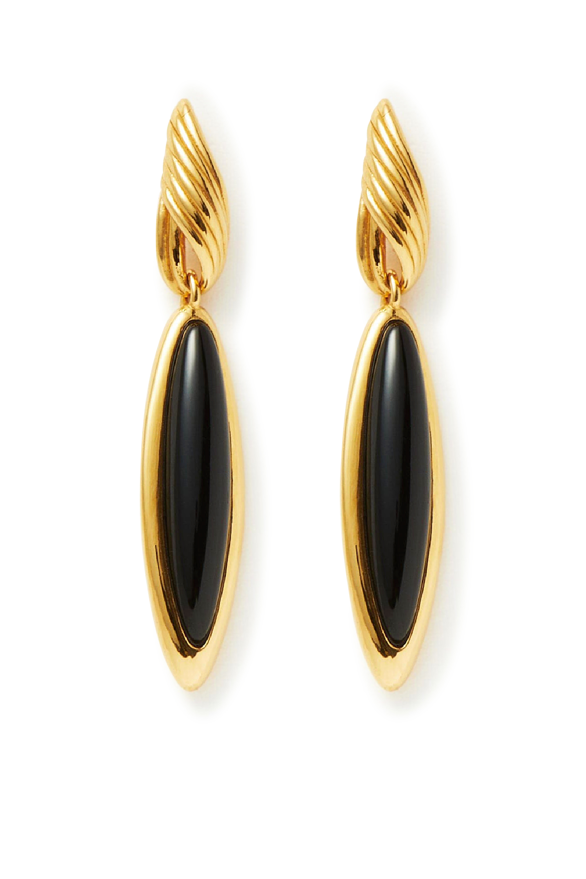 Wavy Ridge Drop Earrings, 18k Gold-Plated Brass