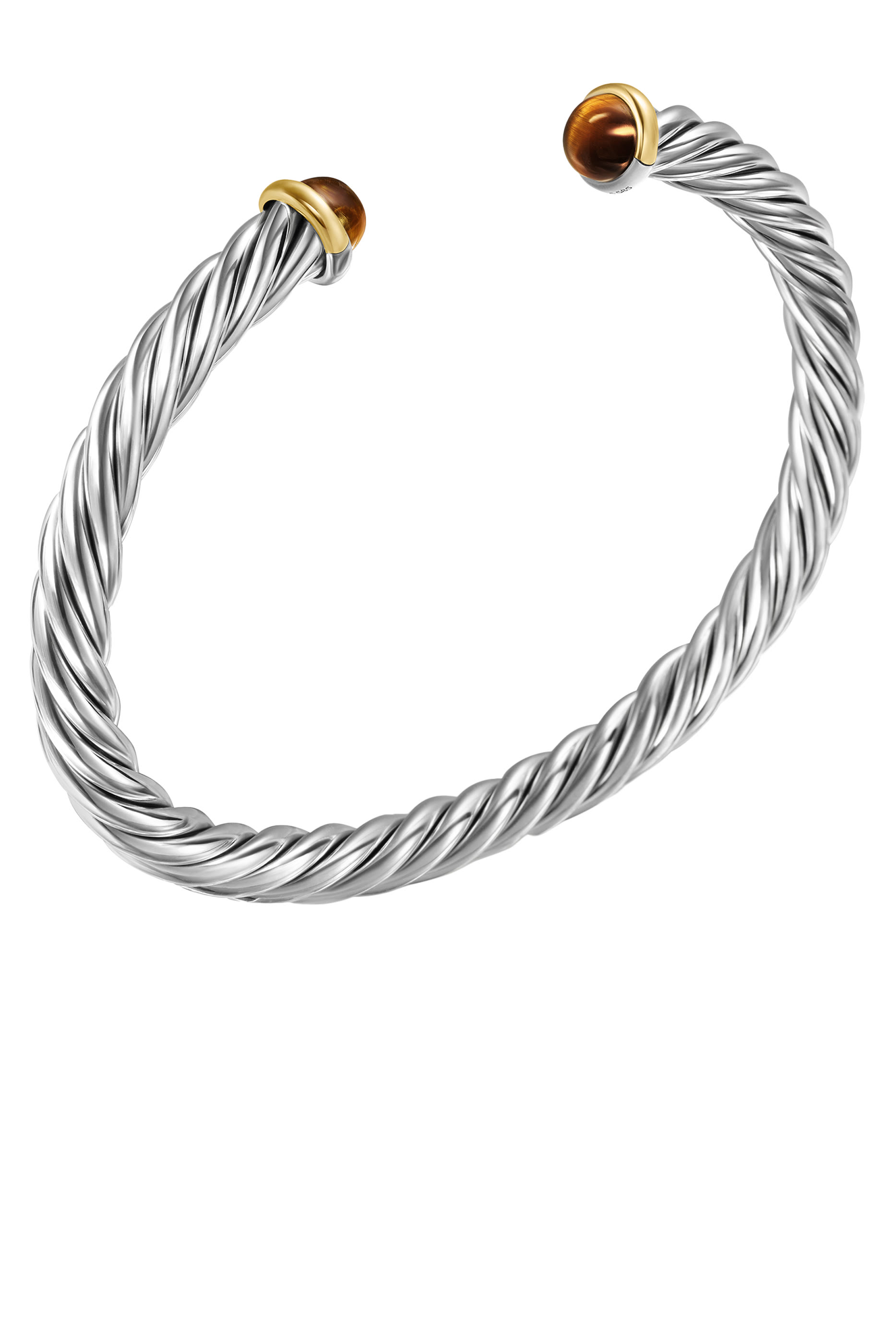 Cable Cuff Bracelet, Sterling Silver & Tiger's Eye