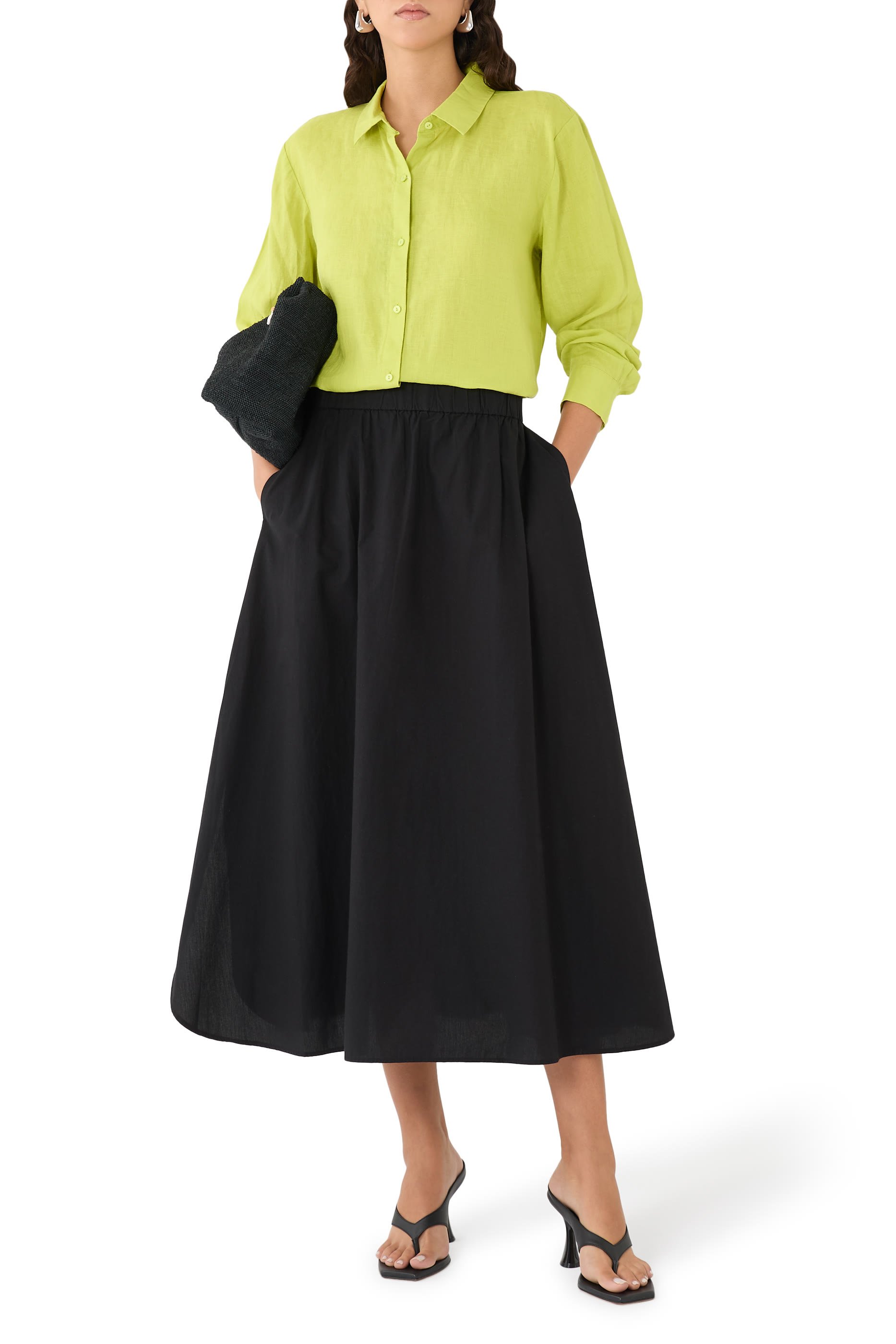 Washed Organic Cotton Poplin A-Line Skirt