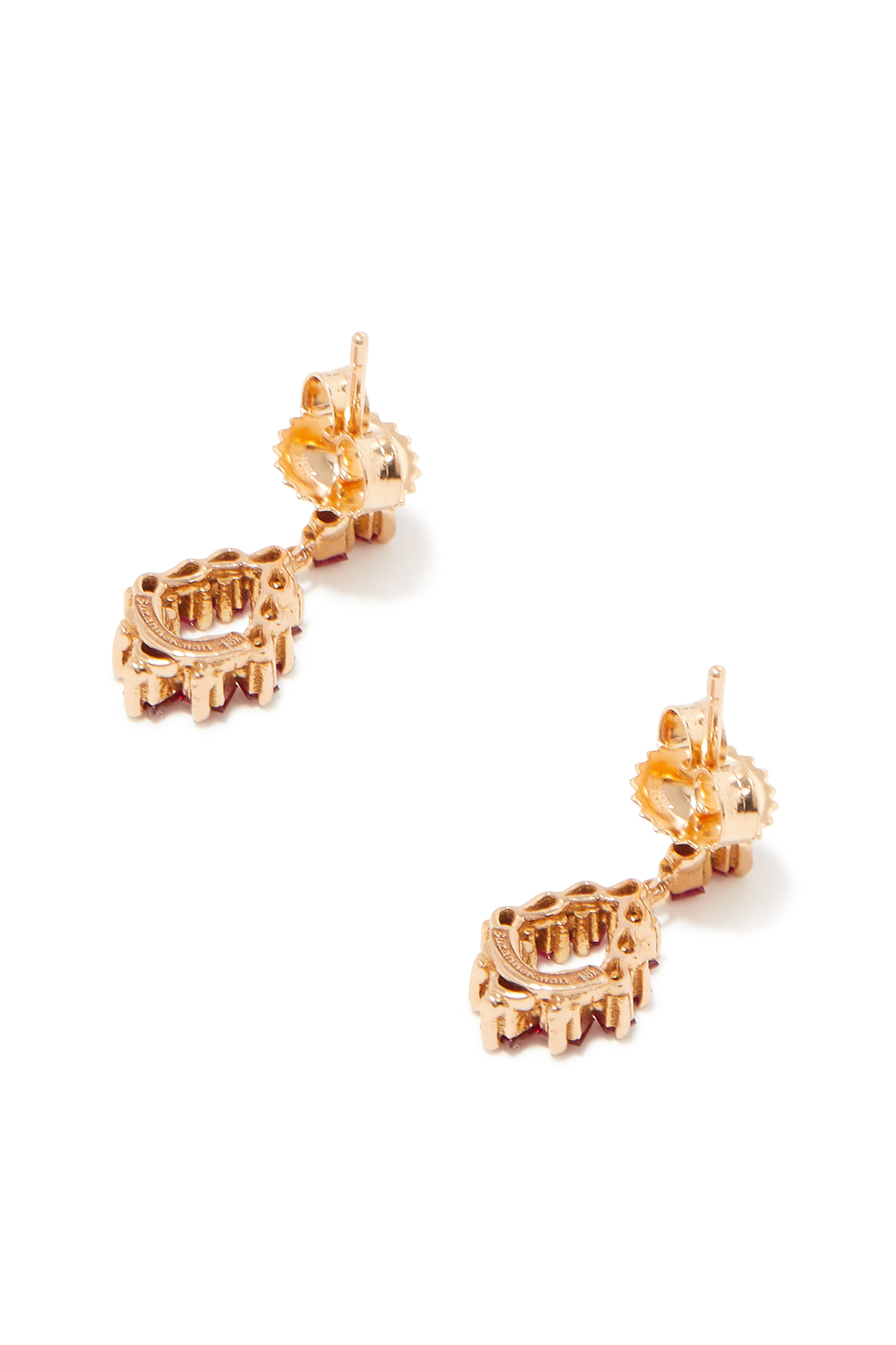 Pear Shaped Drop Earrings, 18k Gold & Ruby