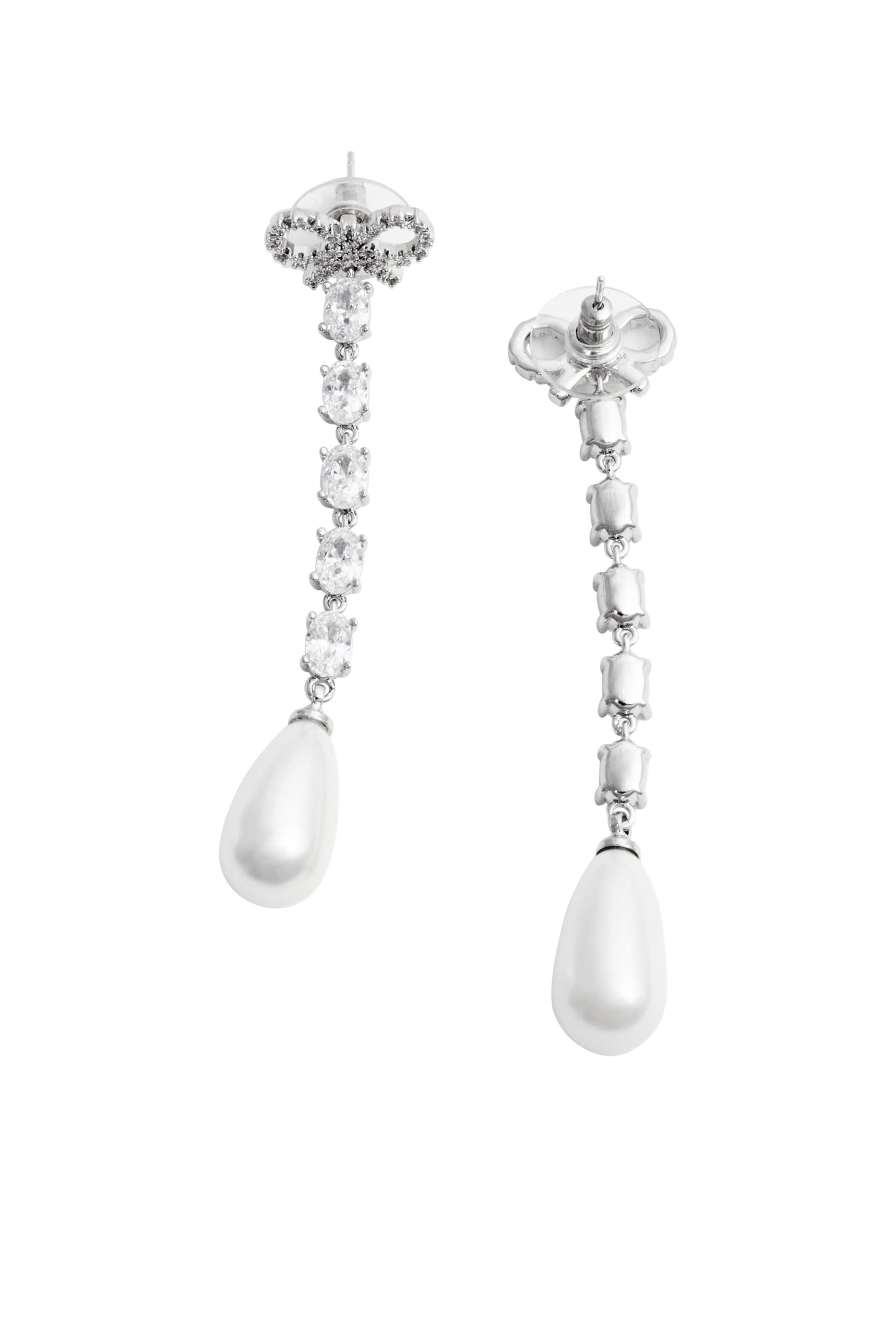 Bow Pearl Droplet Earrings