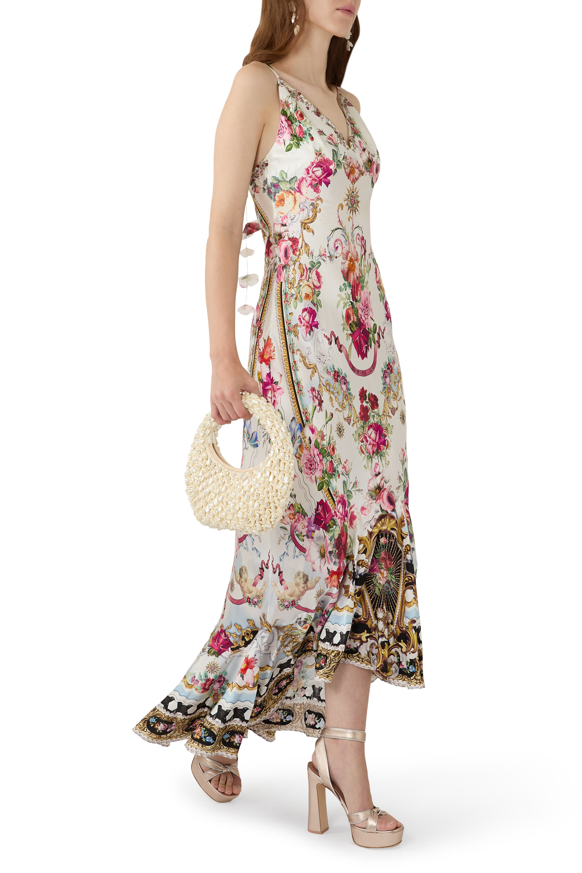 Flounce Hem V-Neck Slip Dress